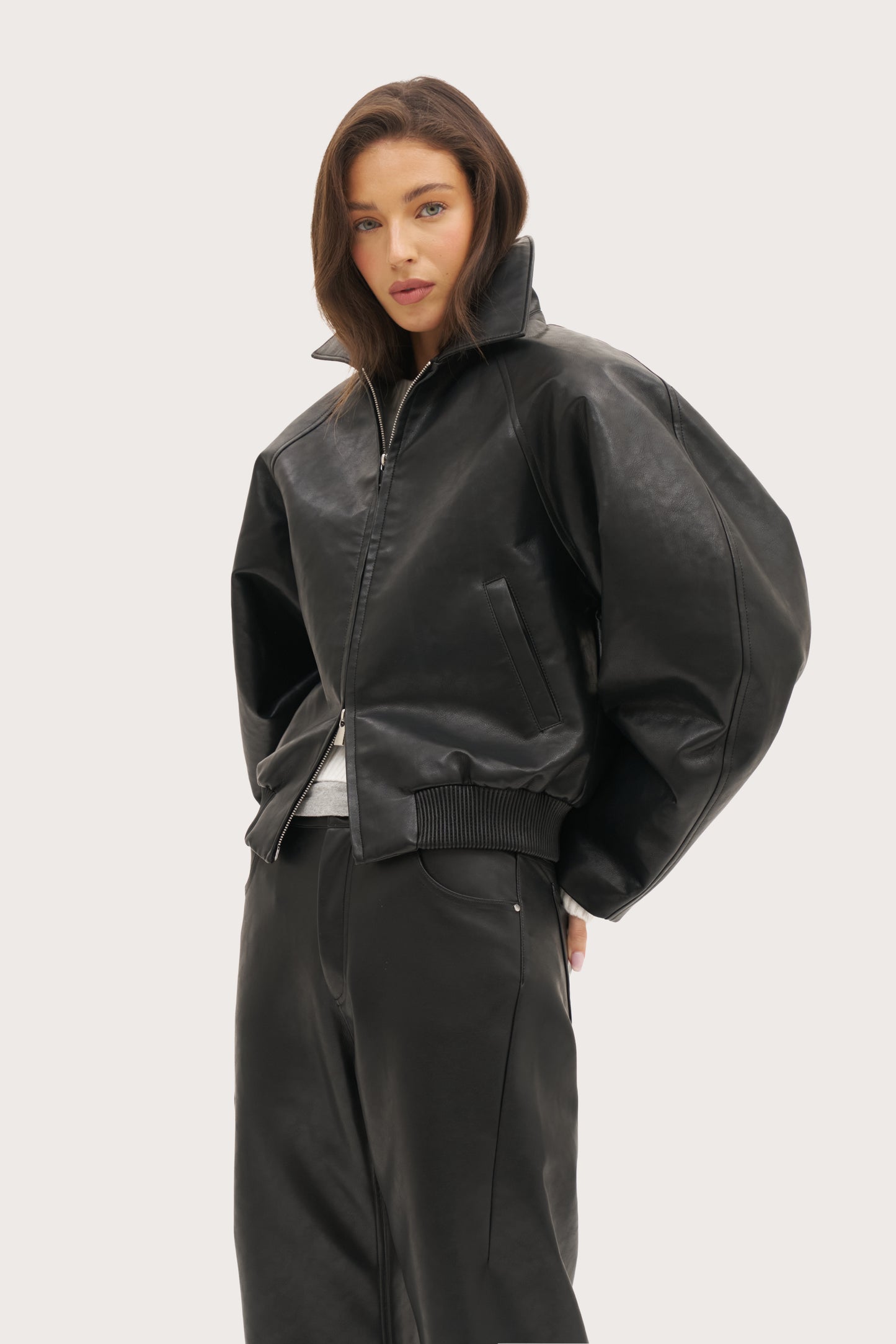 Cocoon Funnel Neck Jacket - Black