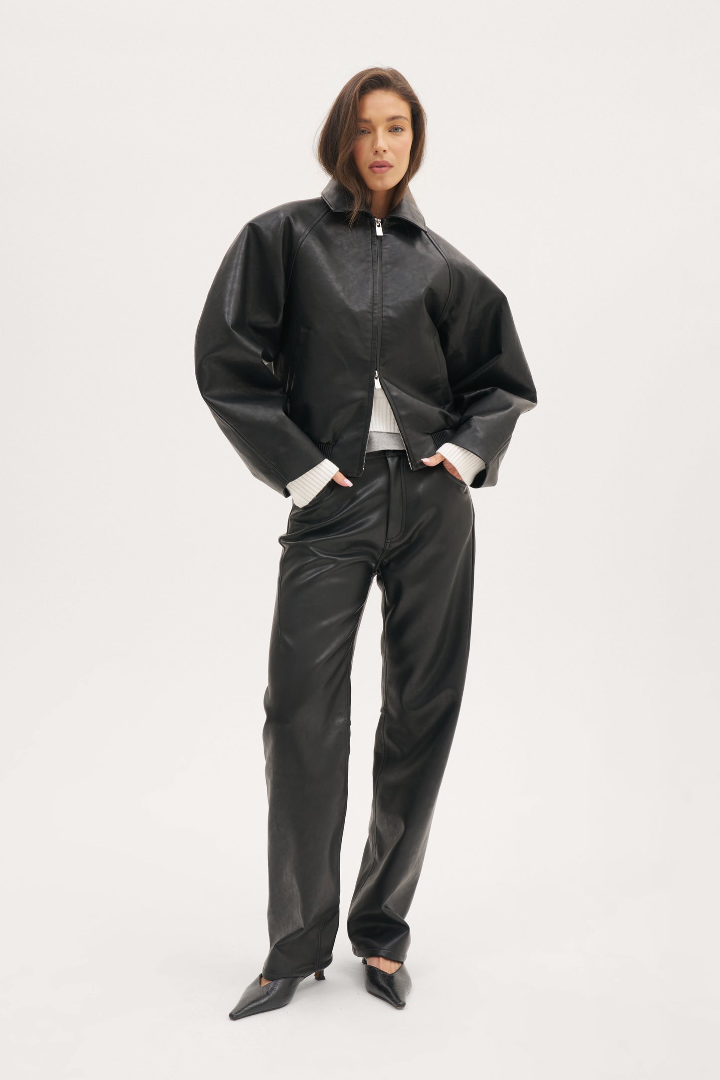 Cocoon Funnel Neck Jacket - Black