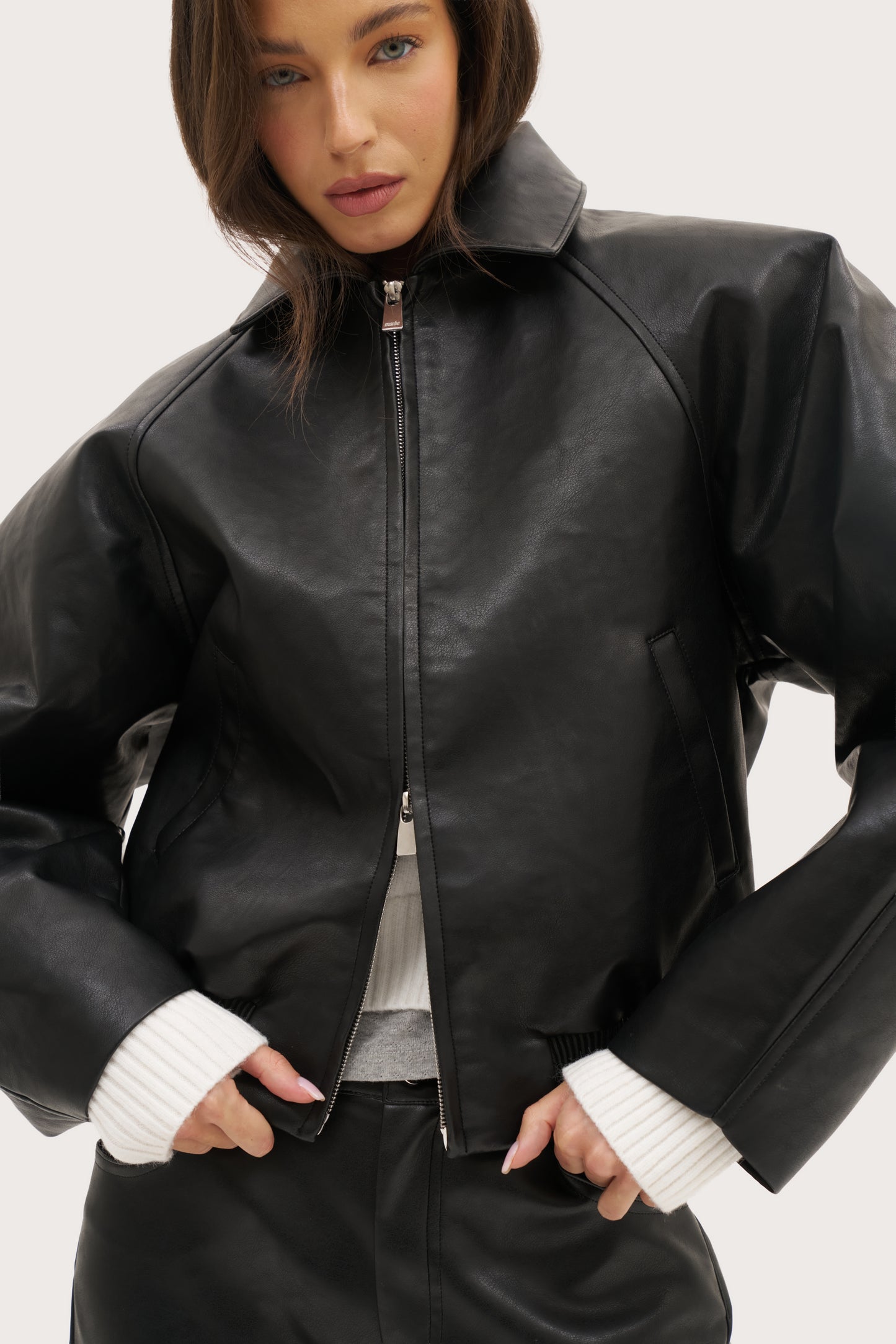 Cocoon Funnel Neck Jacket - Black