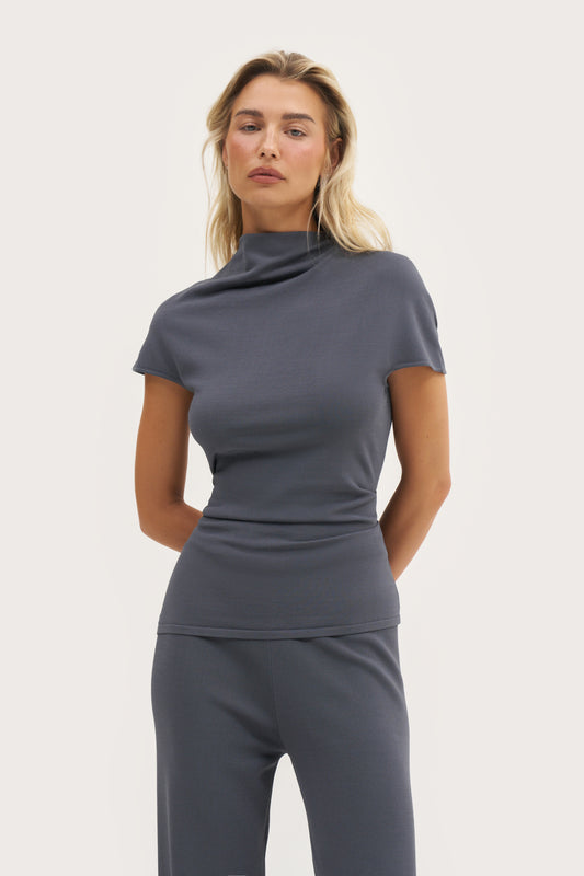 Residence Knit Top - Steel Blue