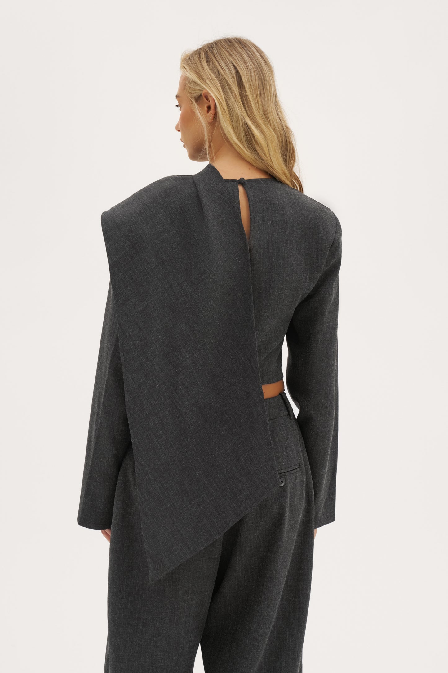 Draped Scarf Top - Dark Grey