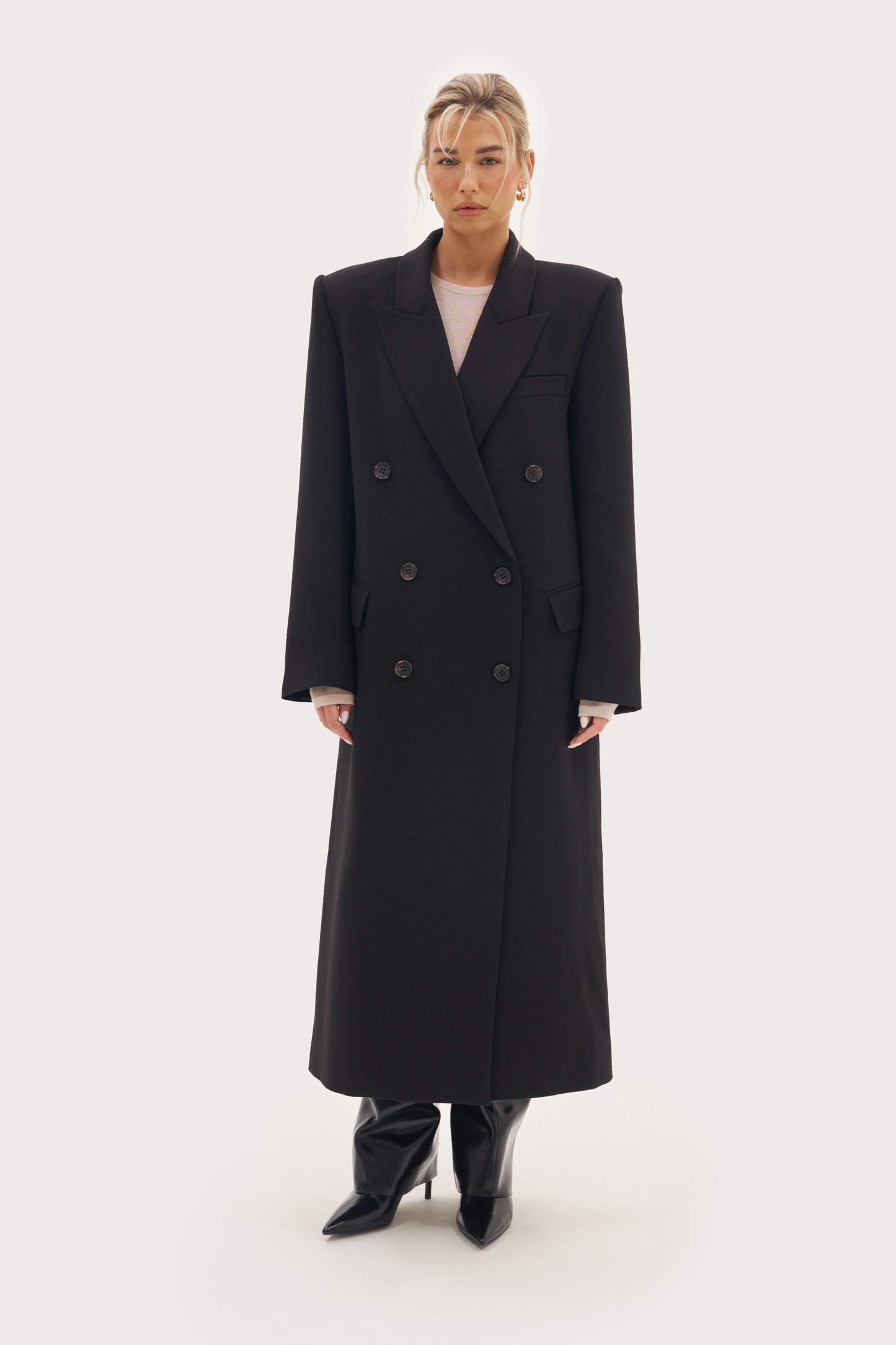 Mae Tailored Long Coat - Black