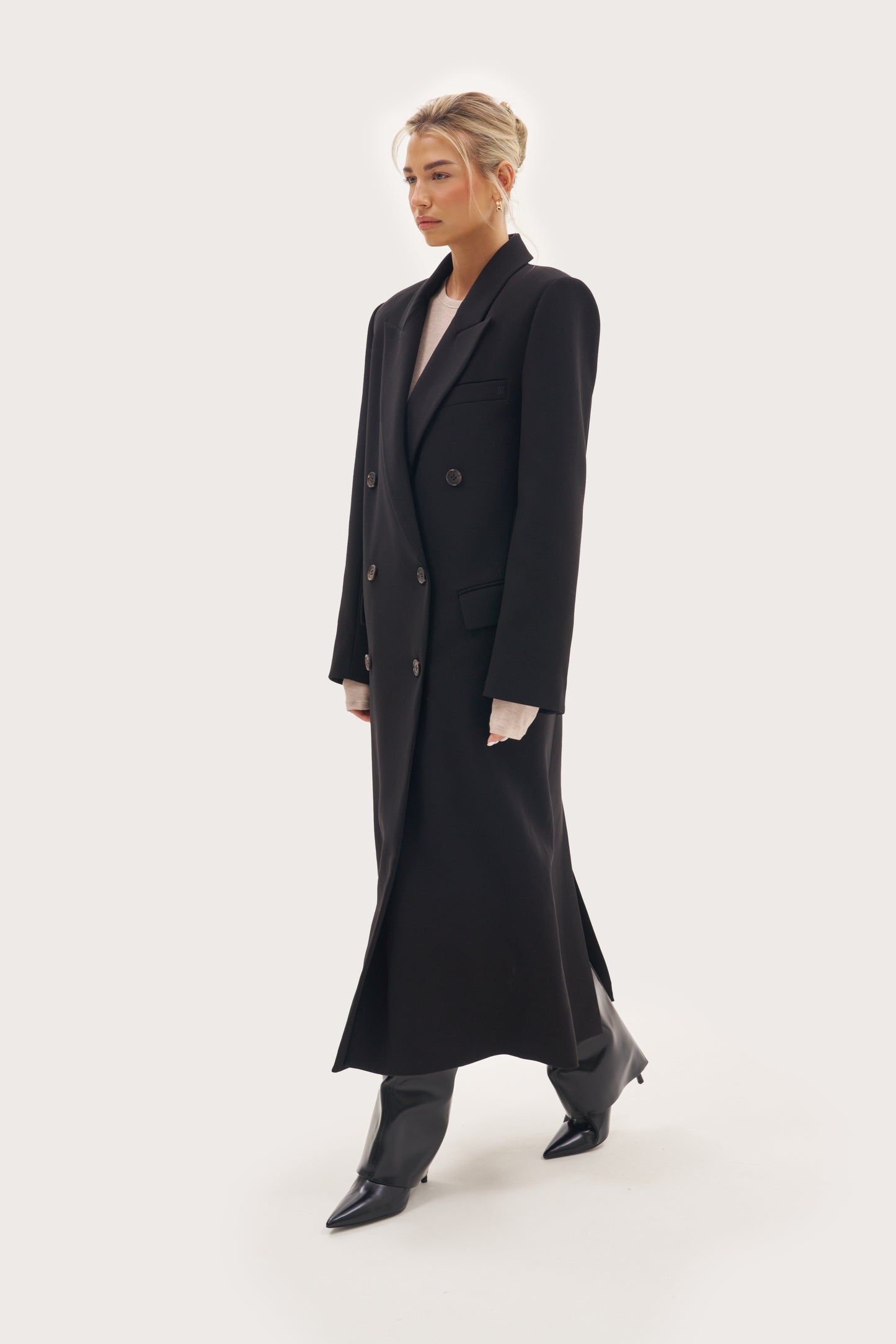 Mae Tailored Long Coat - Black