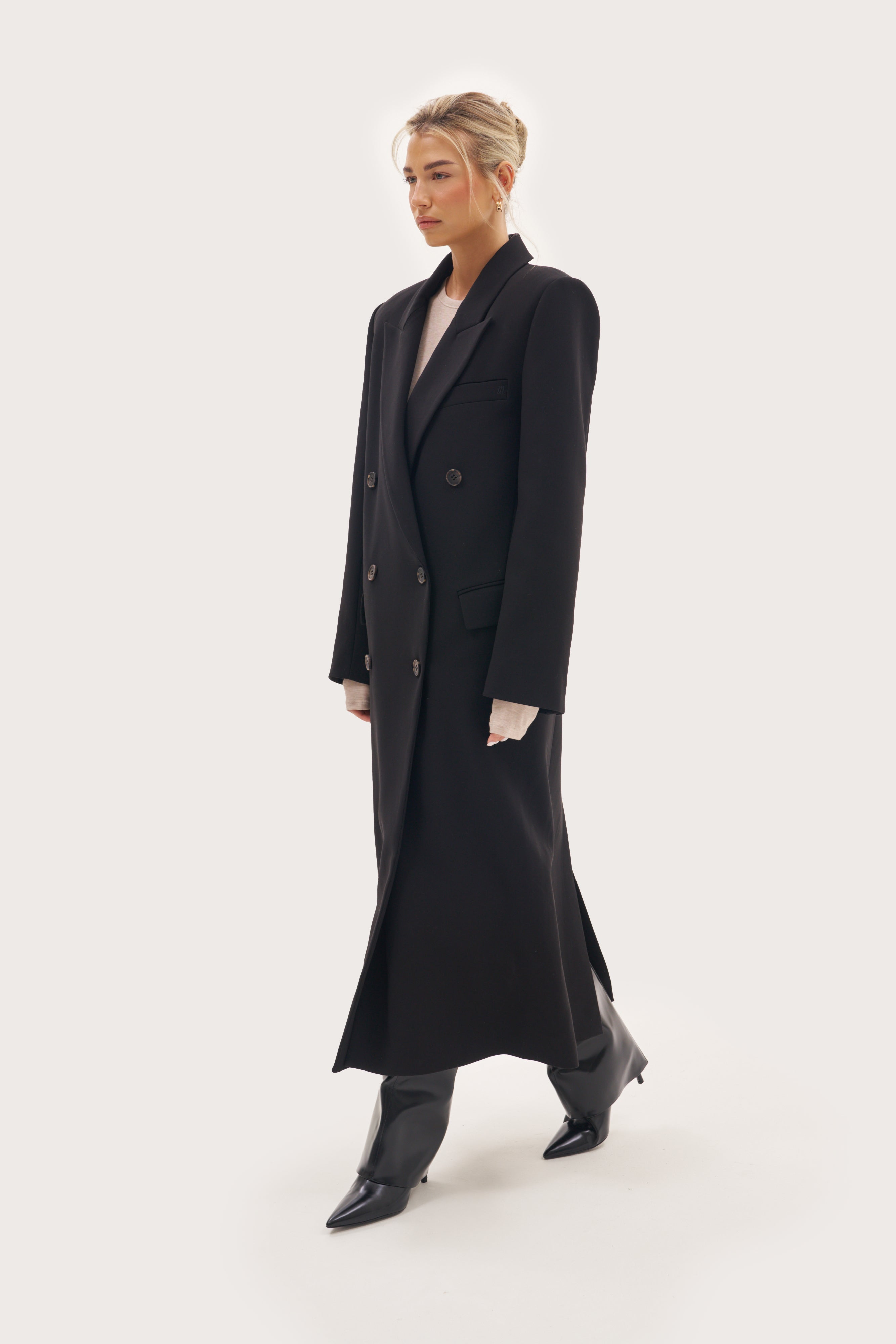 Mae Tailored Long Coat - Black