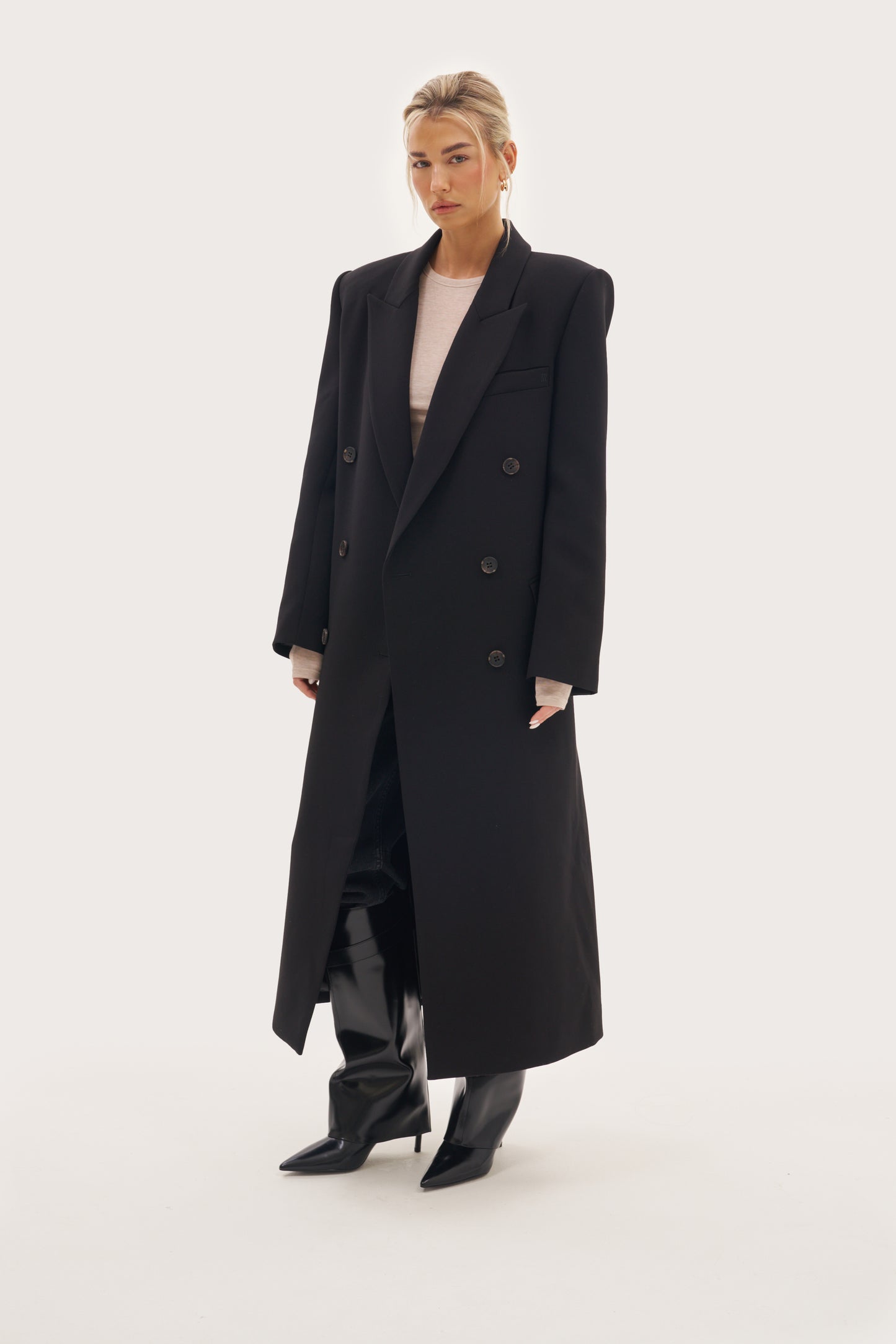 Mae Tailored Long Coat - Black