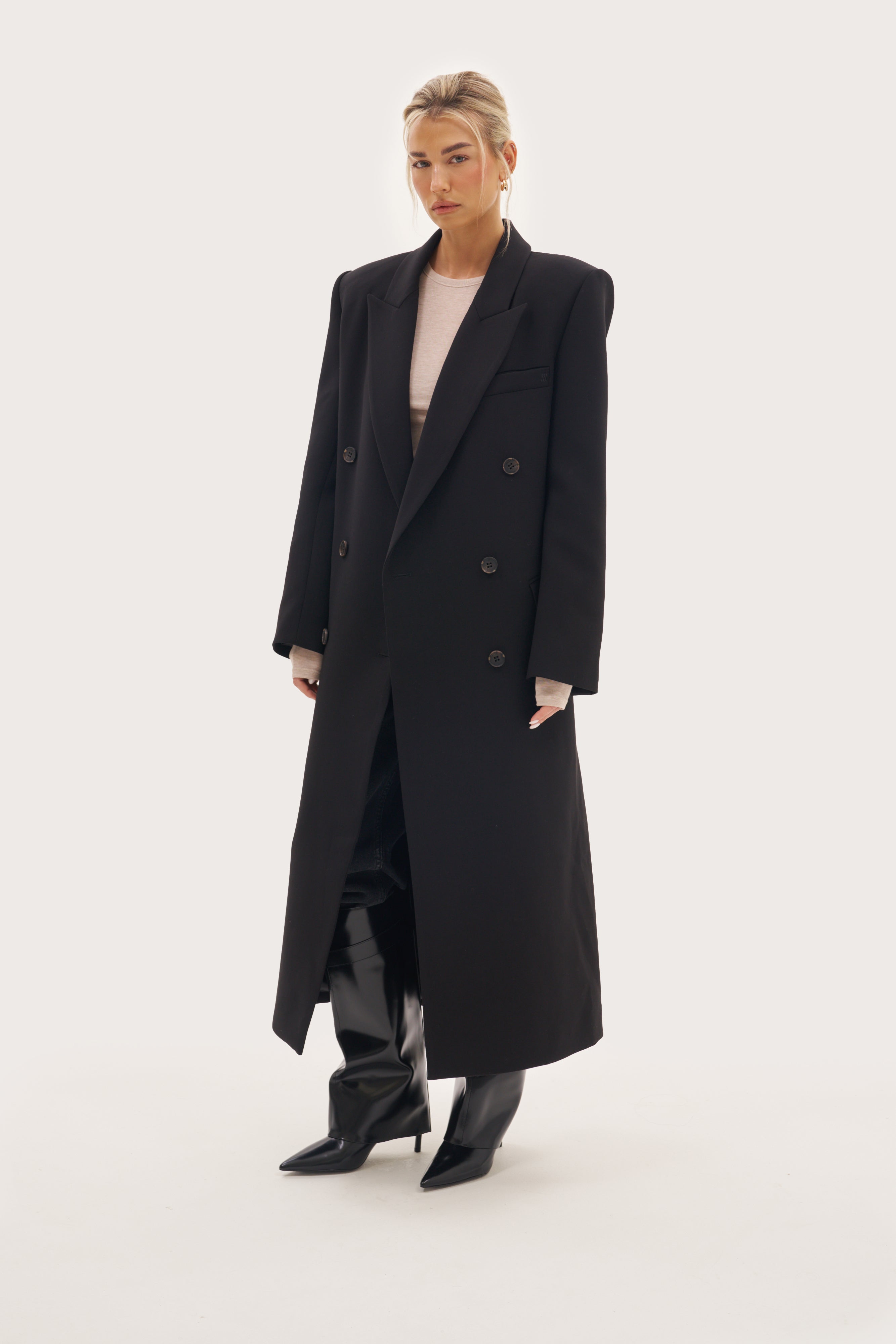 Mae Tailored Long Coat - Black