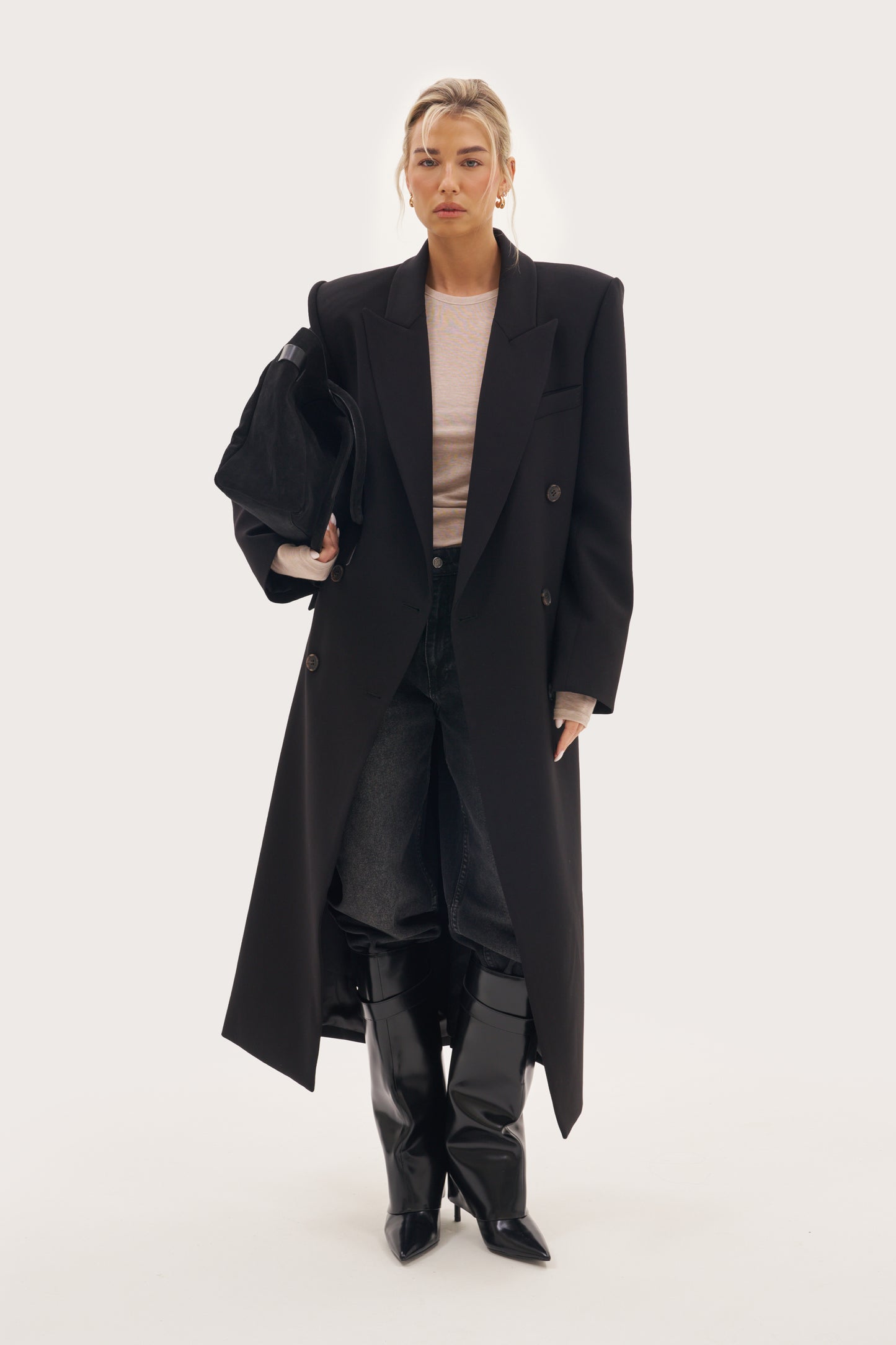 Mae Tailored Long Coat - Black