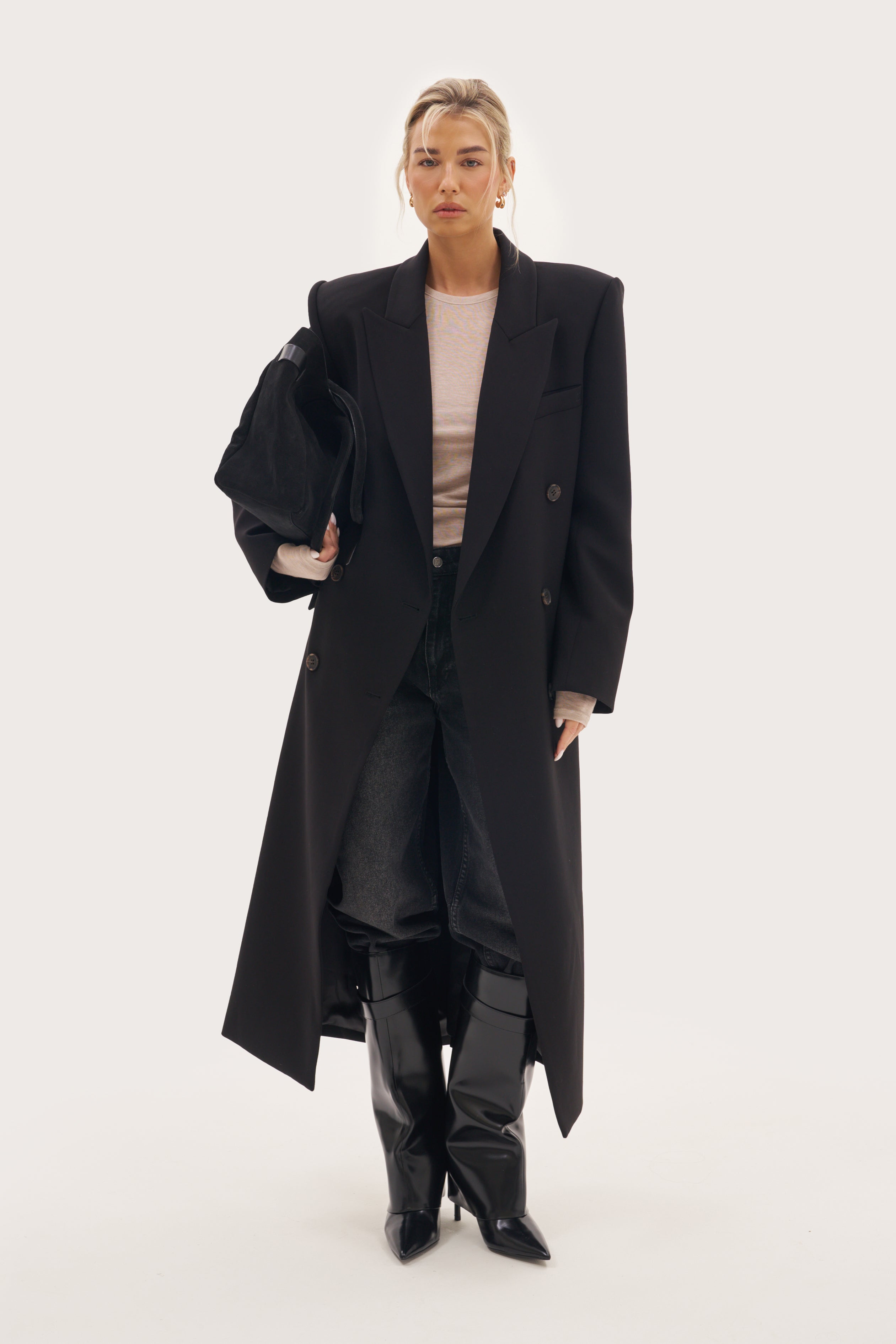 Mae Tailored Long Coat - Black
