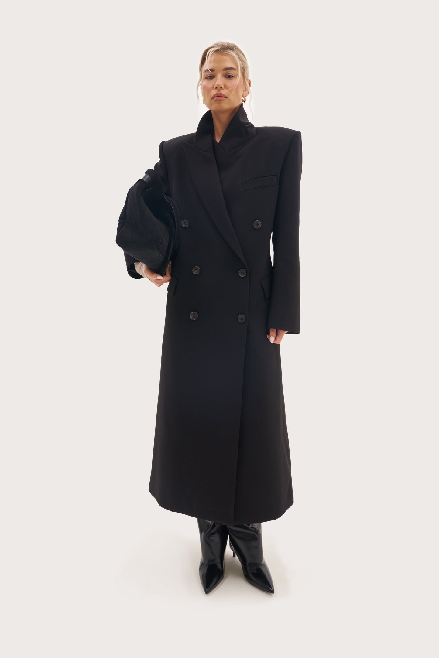 Mae Tailored Long Coat - Black