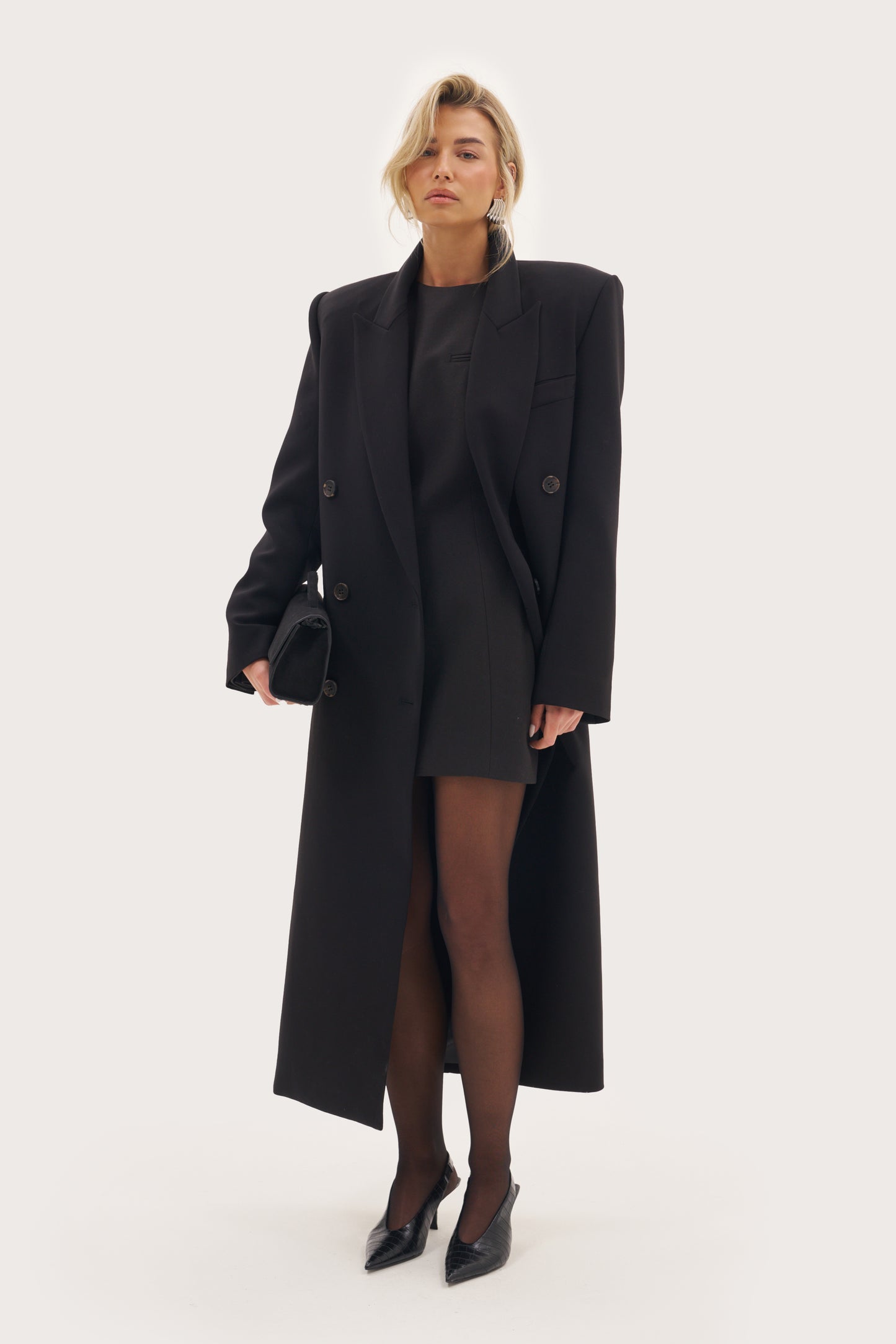 Mae Tailored Long Coat - Black
