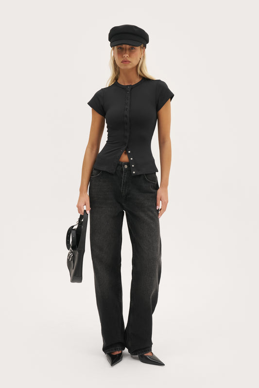 Contour Popper Tee - Black