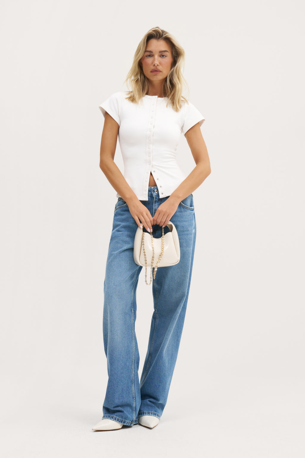 Contour Popper Tee - White