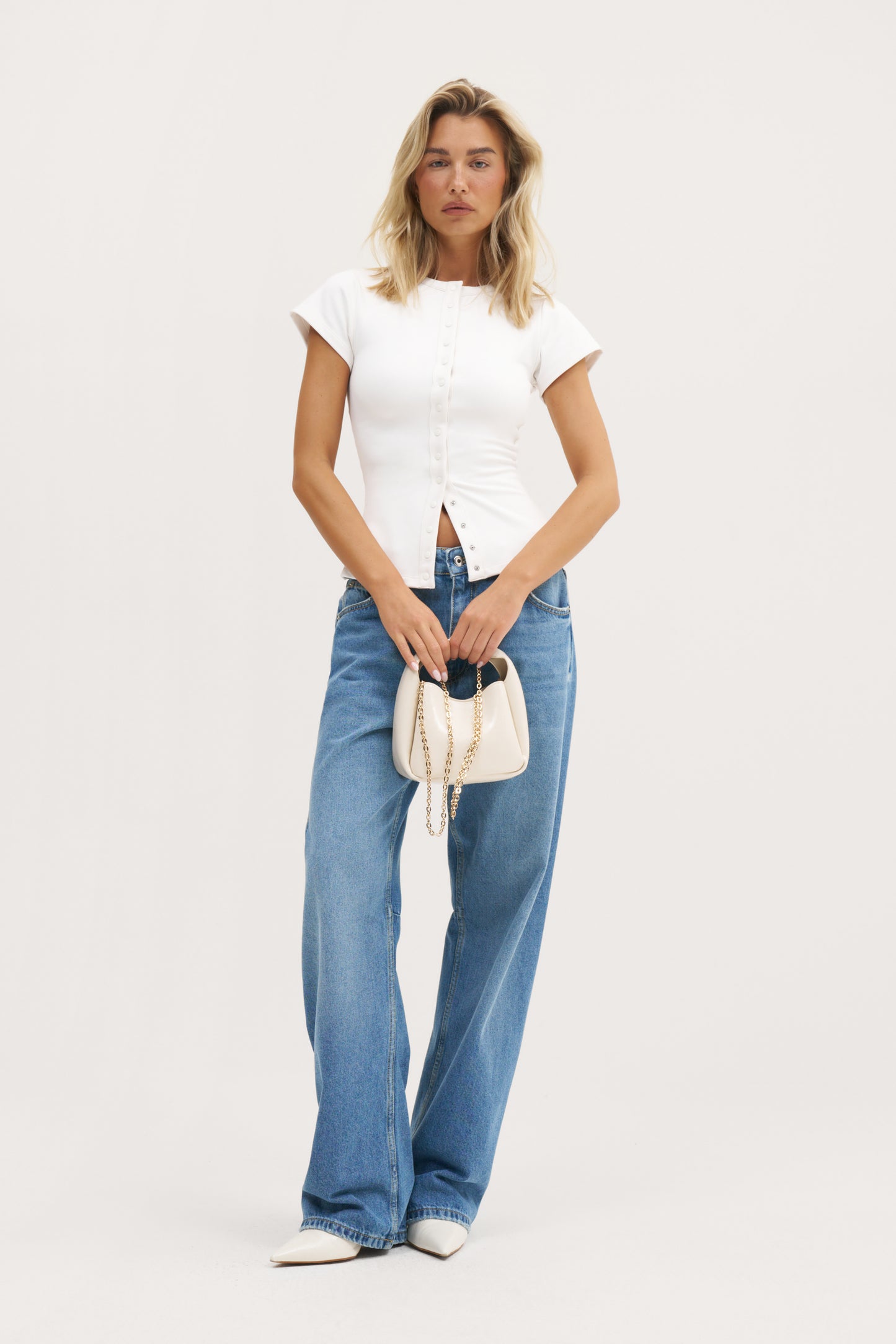 Contour Popper Tee - White