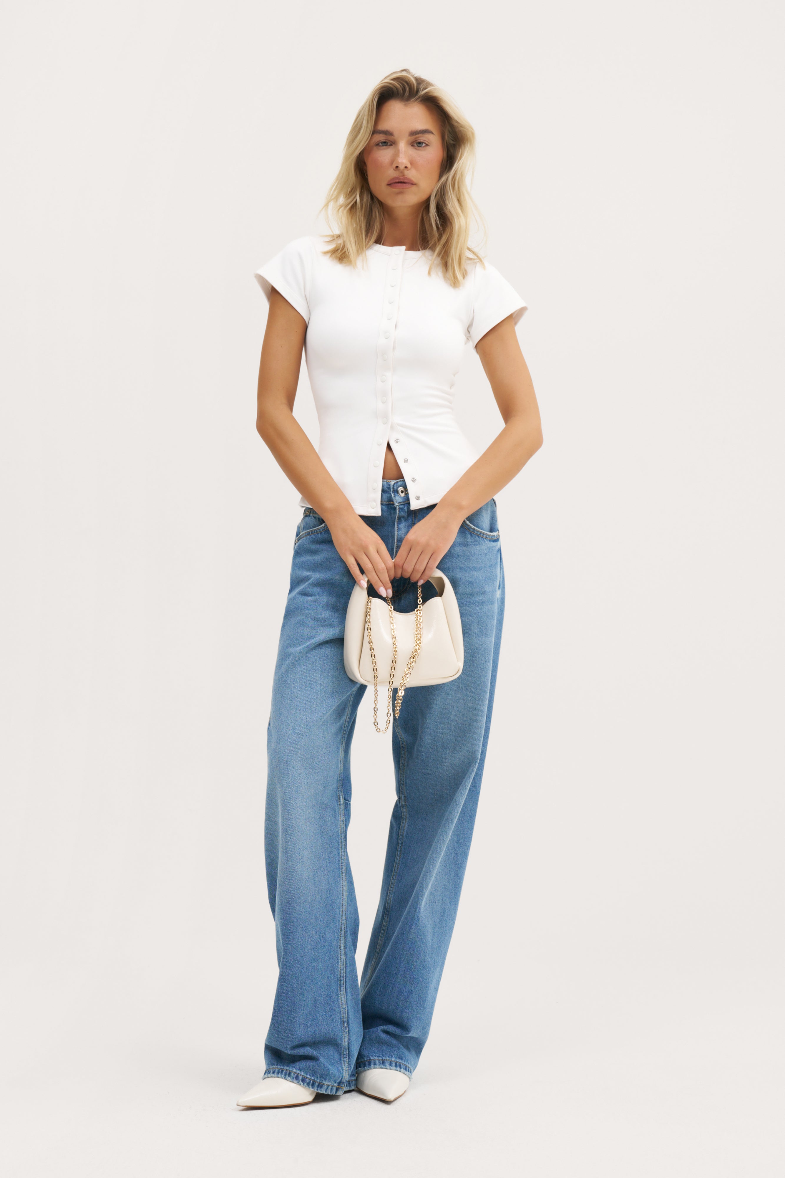 Contour Popper Tee - White