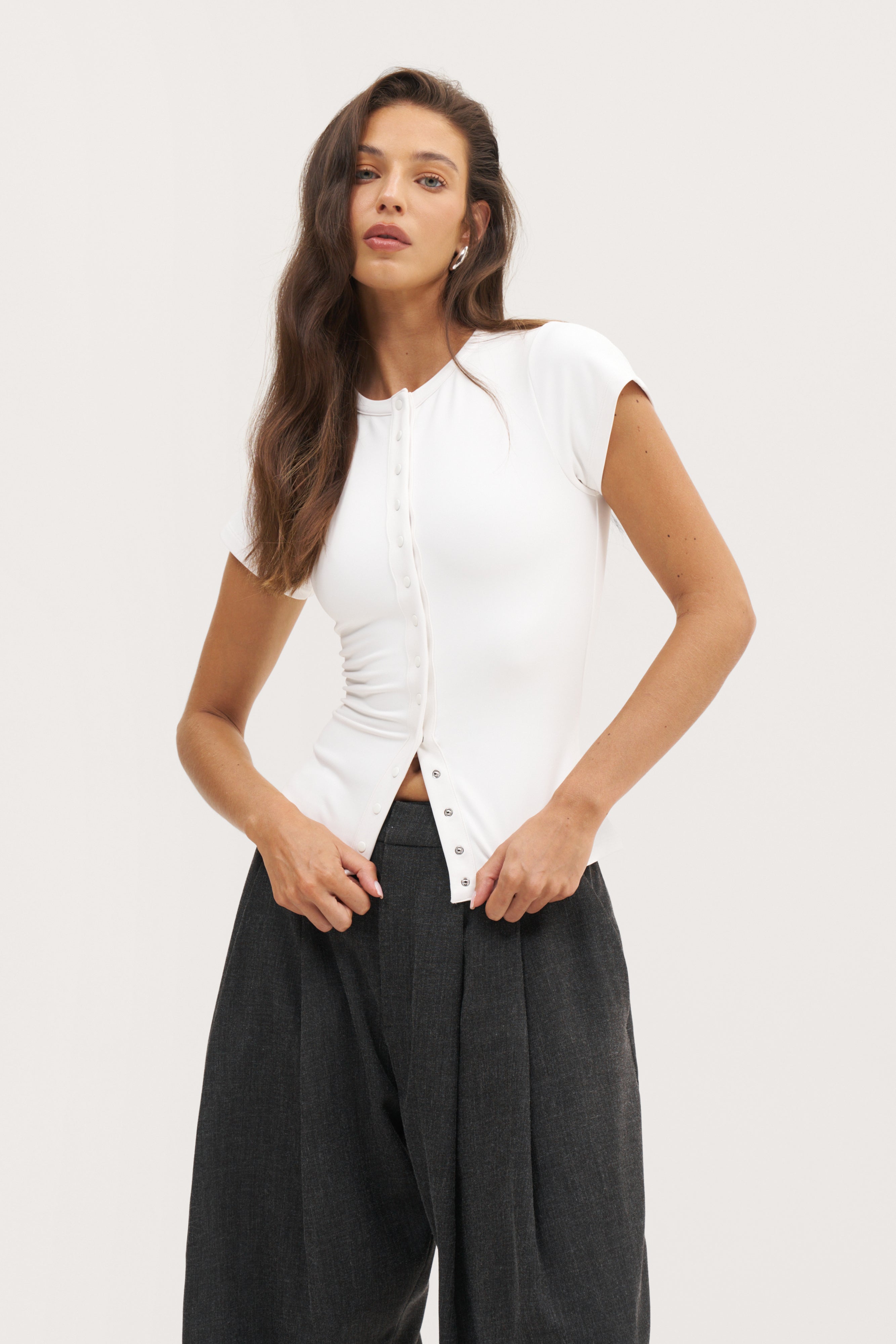 Contour Popper Tee - White