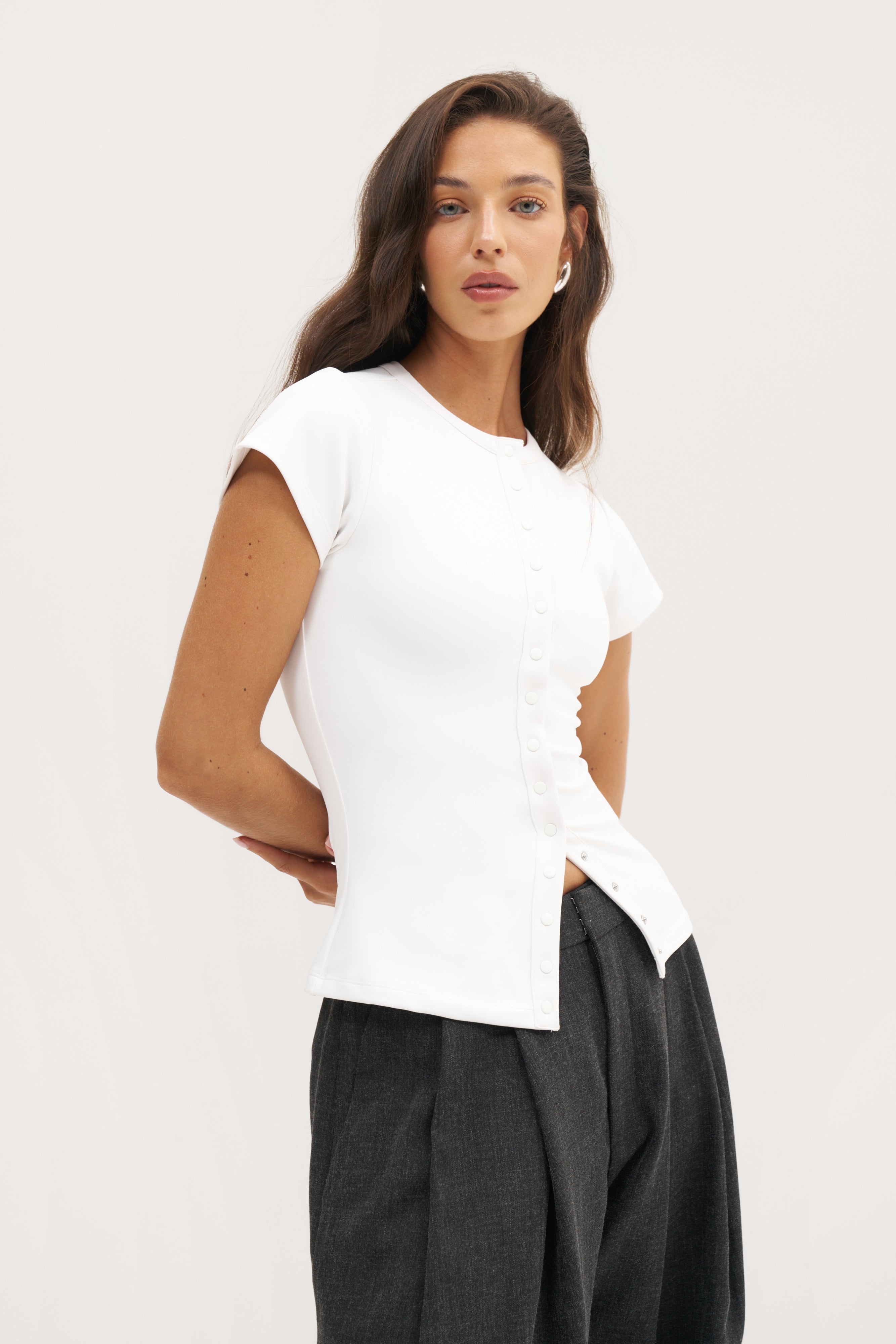 Contour Popper Tee - White