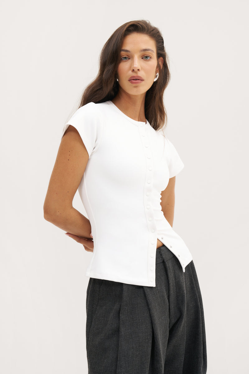 Contour Popper Tee - White
