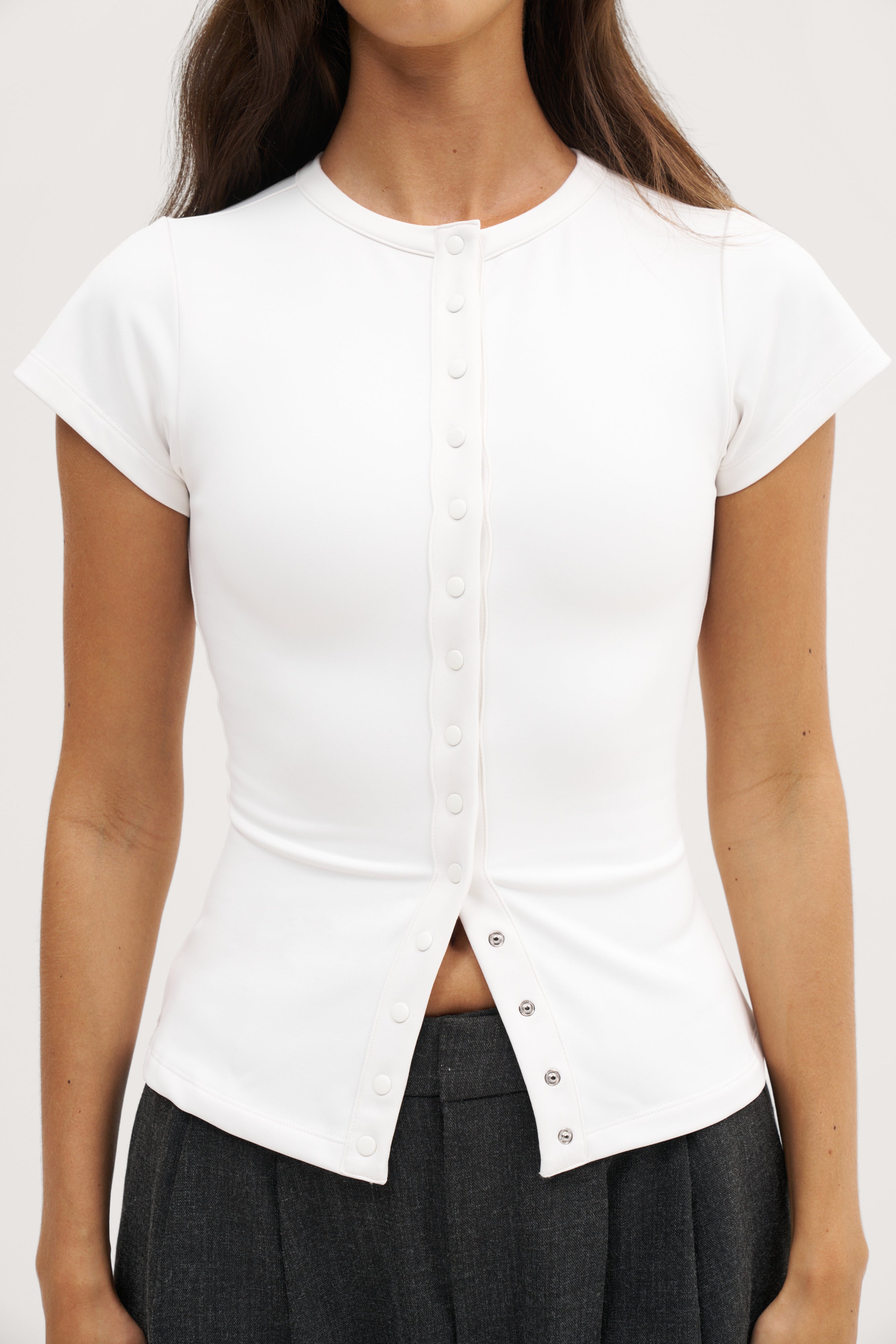 Contour Popper Tee - White