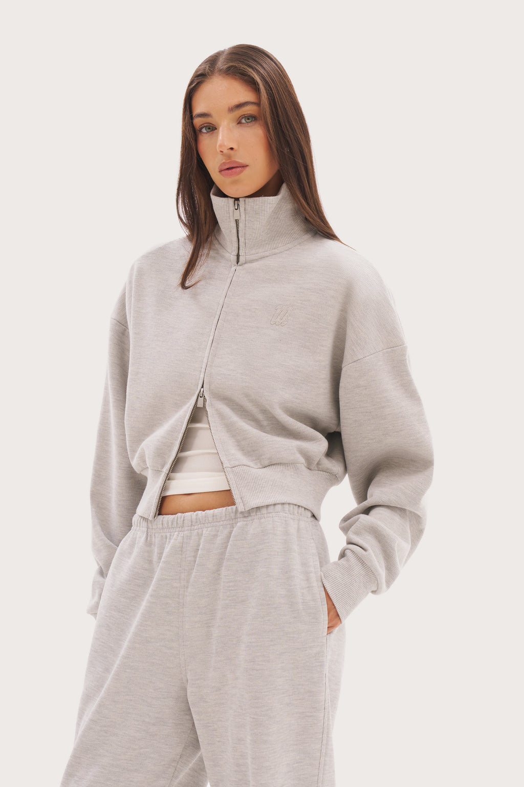 Daily Errands Double Zip Through - Grey Marl