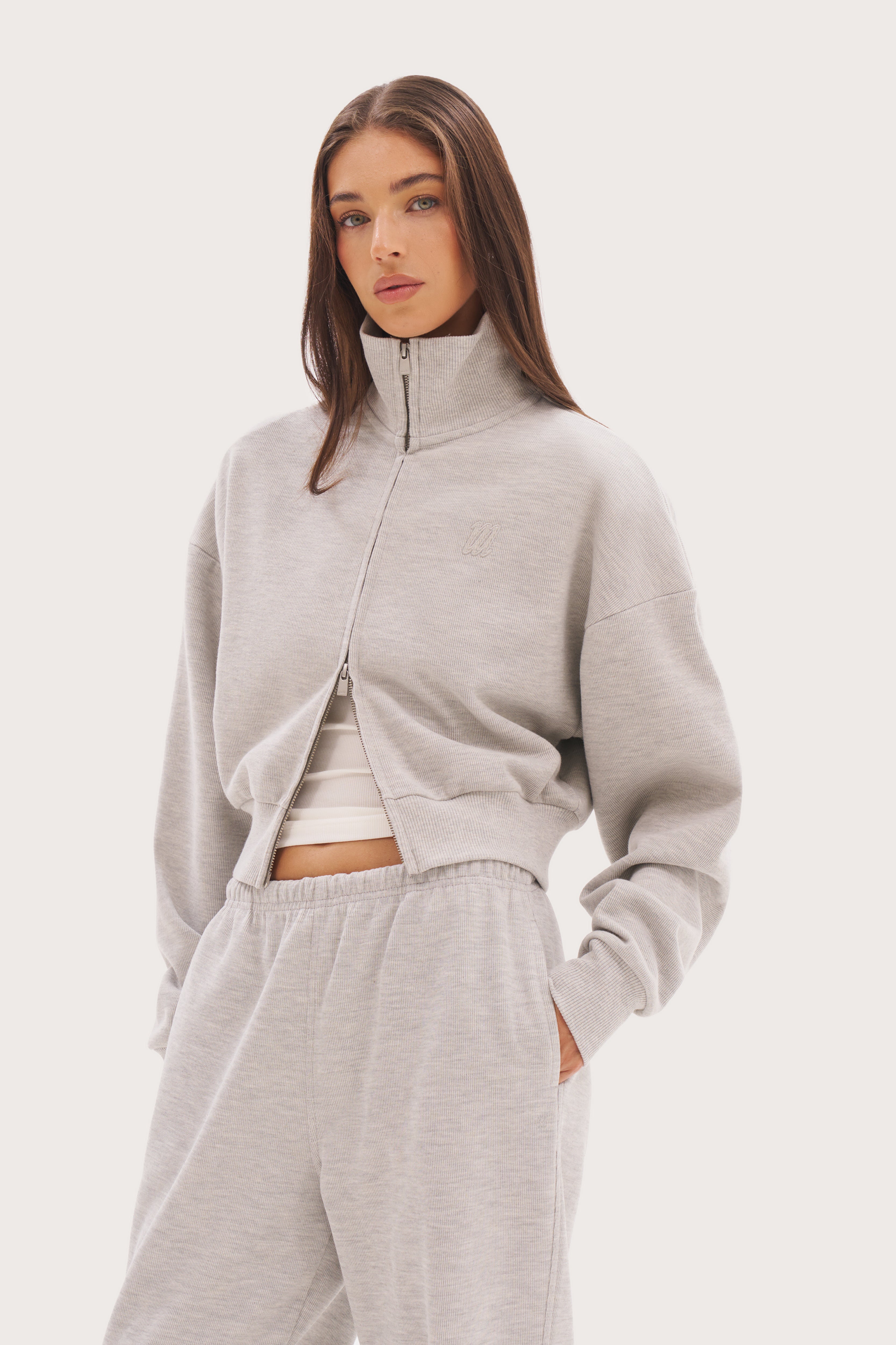 Daily Errands Double Zip Through - Grey Marl