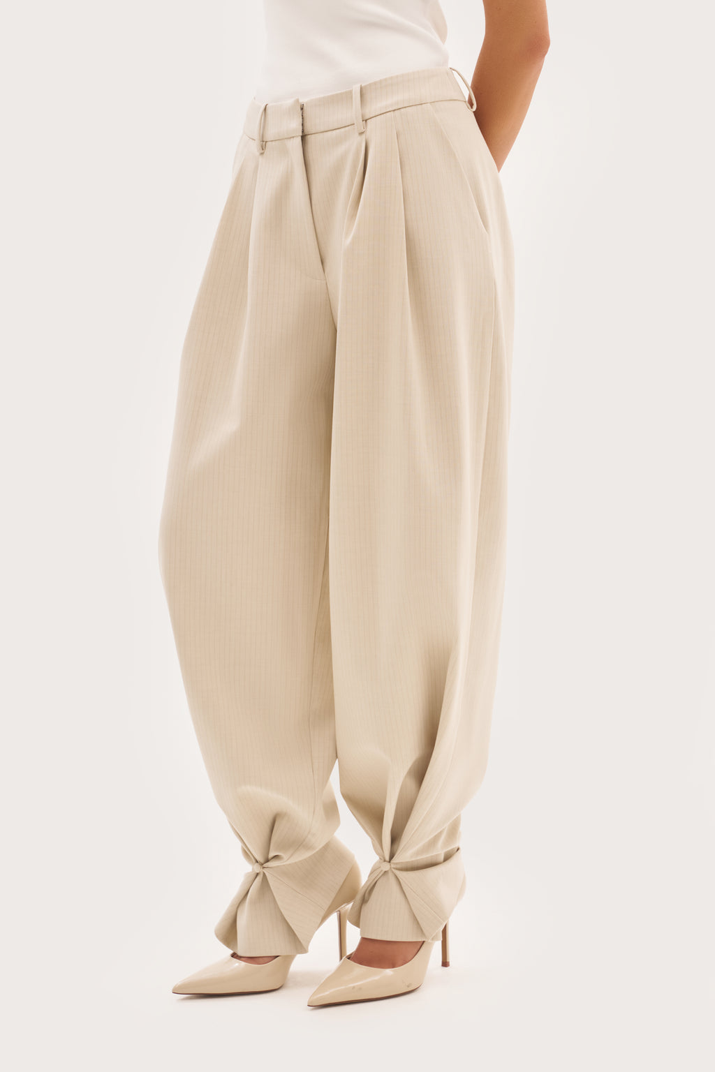 Polina Trousers With Cuff Detail - Beige