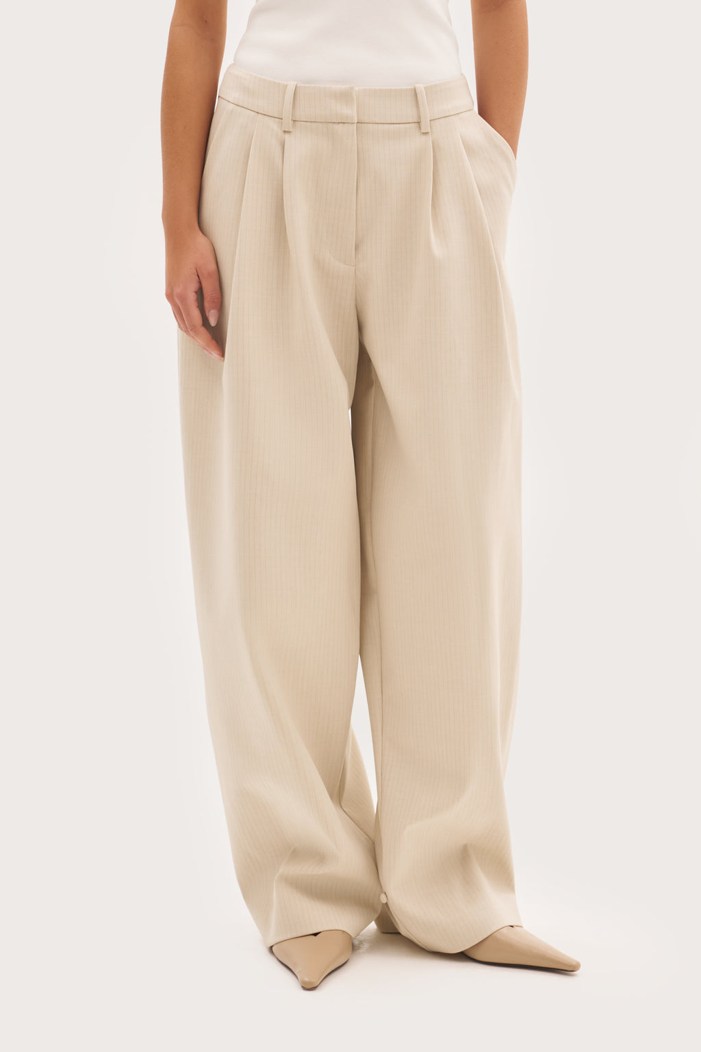 Polina Trousers With Cuff Detail - Beige