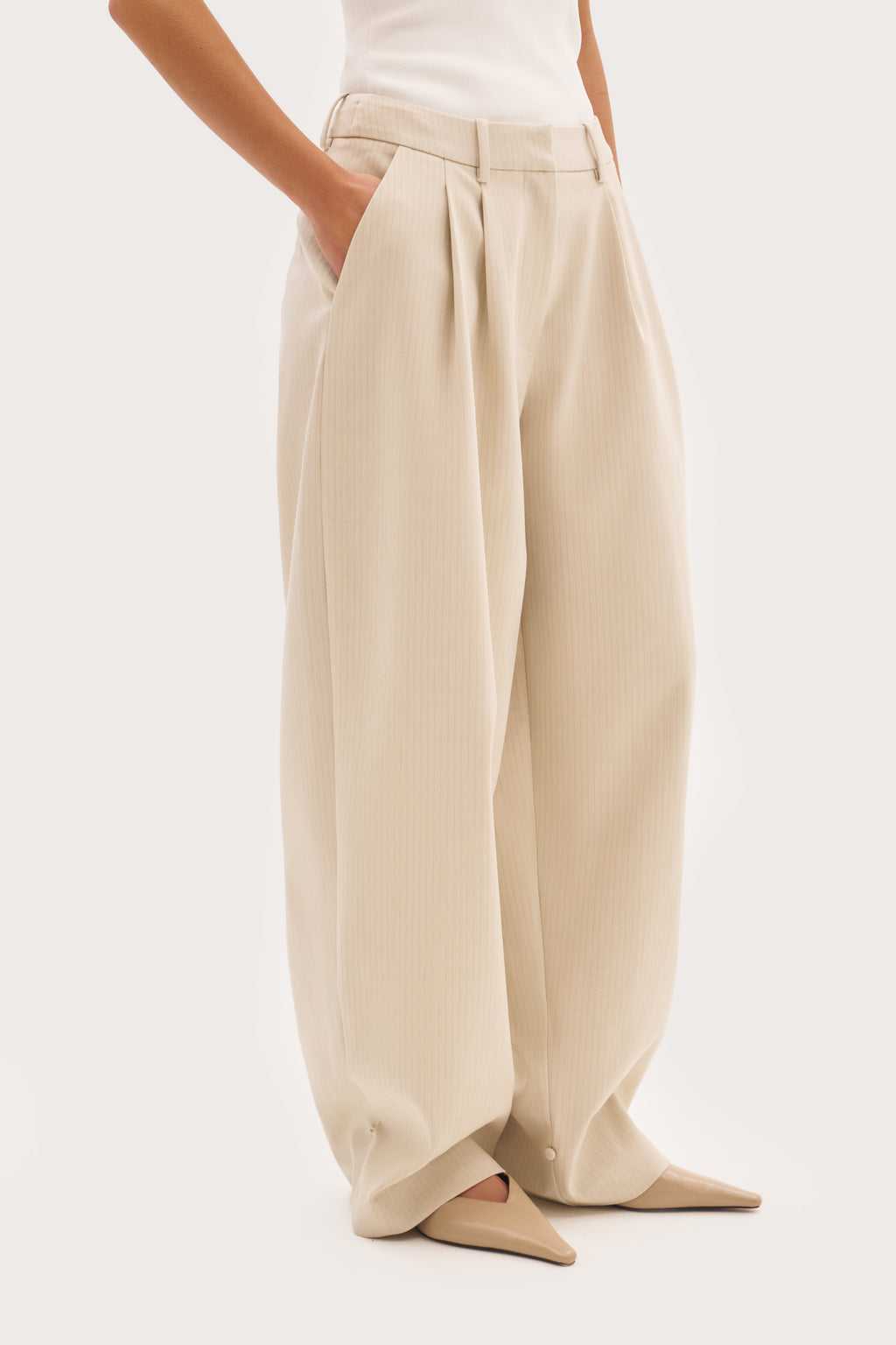 Polina Trousers With Cuff Detail - Beige