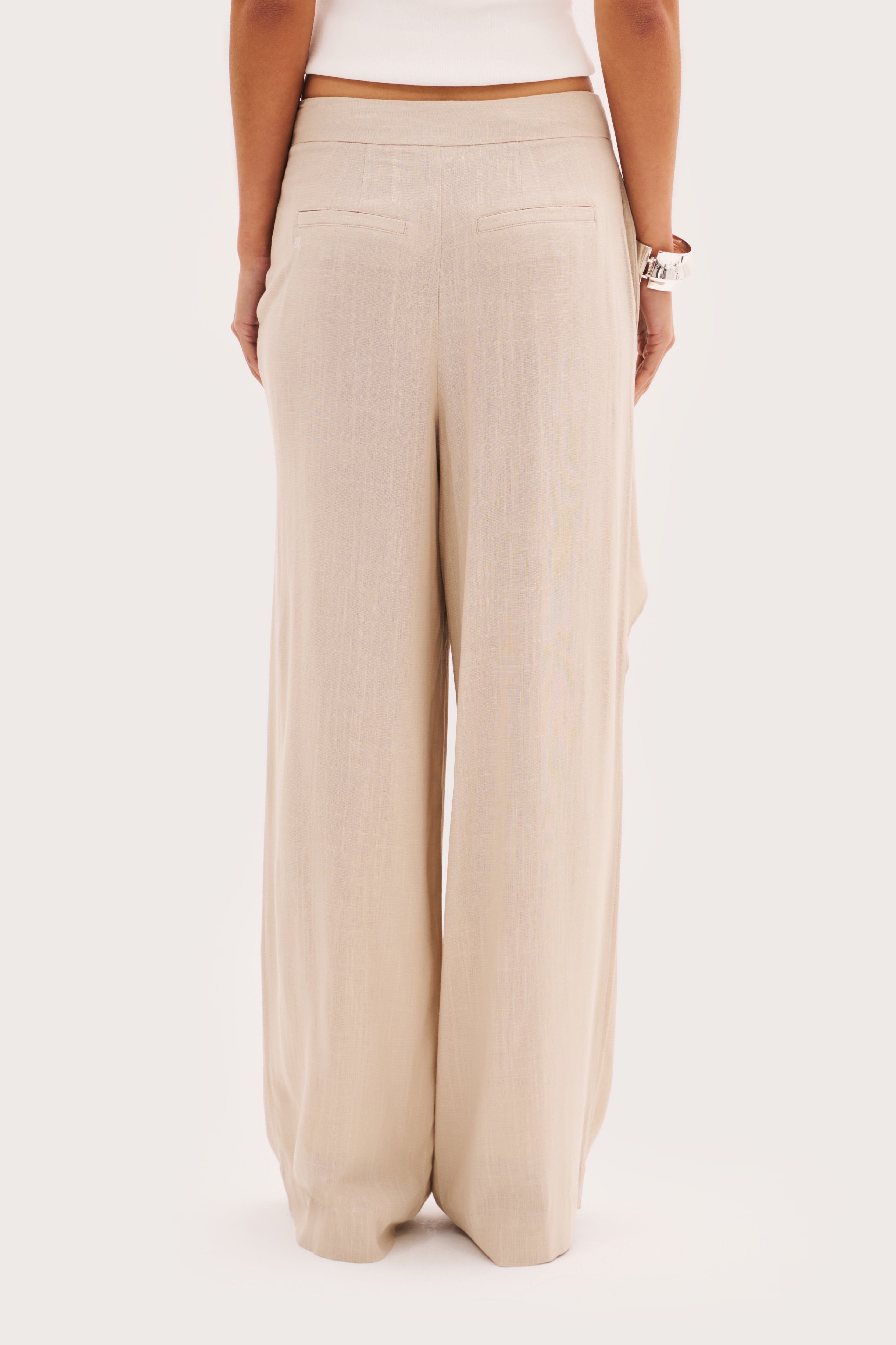 Shore Tie Detail Trousers - Beige