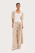 Shore Tie Detail Trousers - Beige