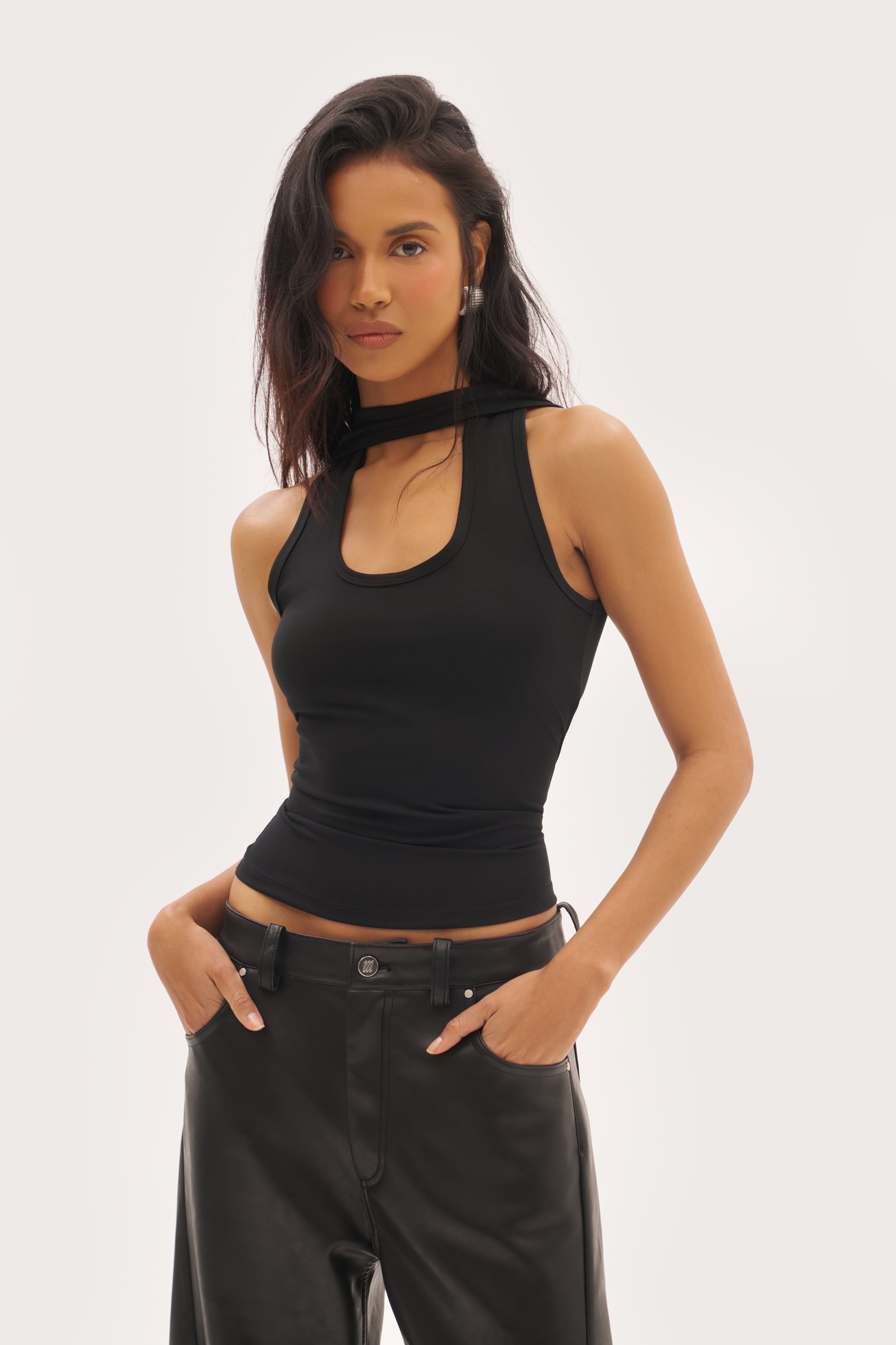 Halter Vest Top - Black