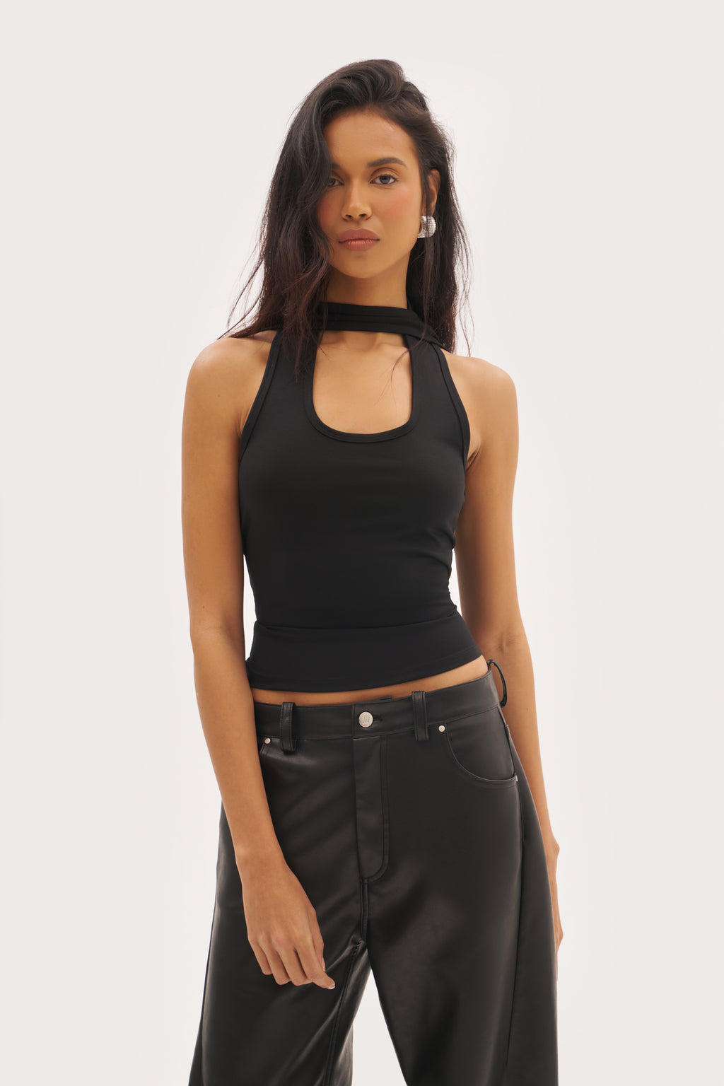 Halter Vest Top - Black