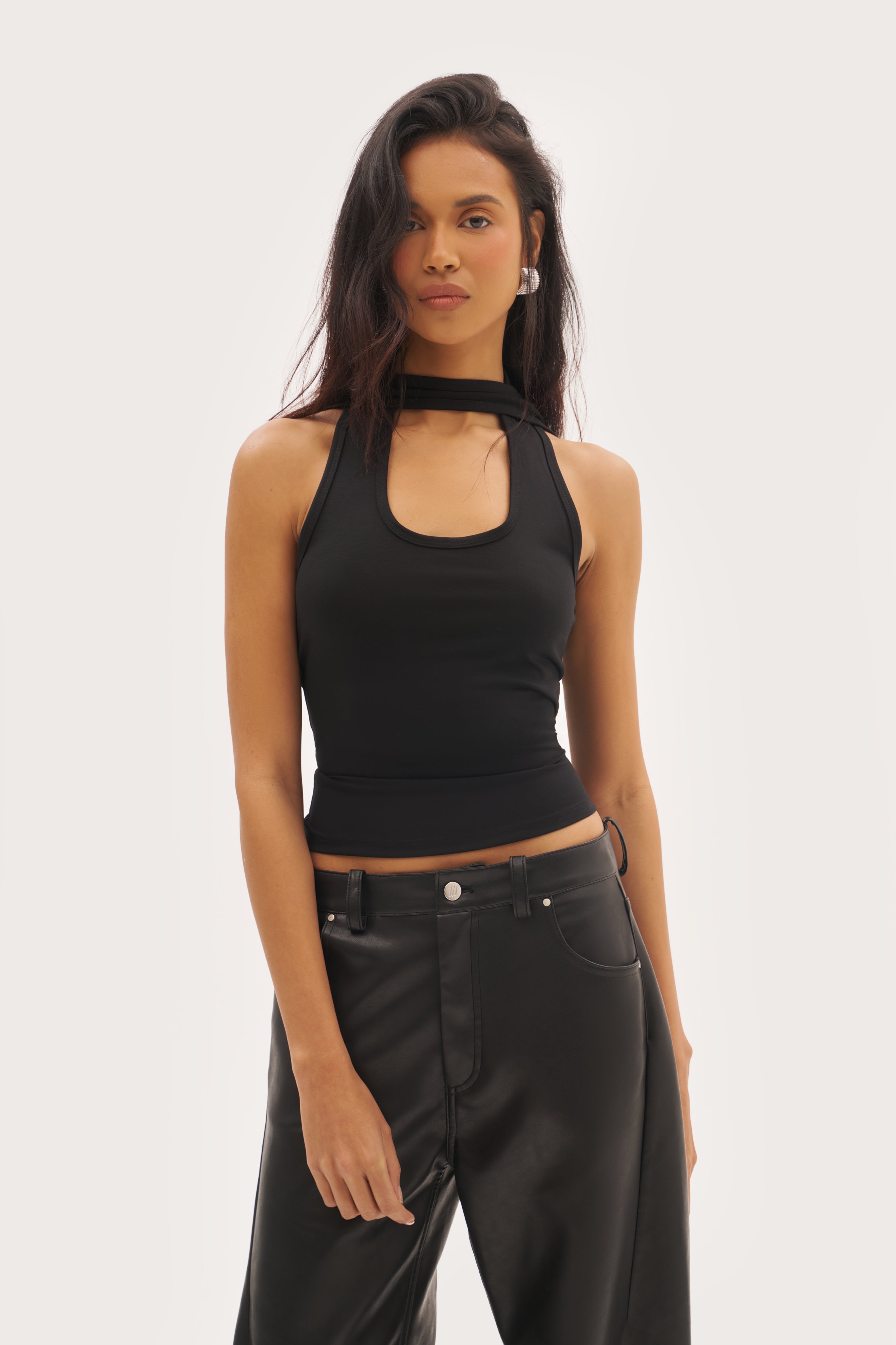 Halter Vest Top - Black