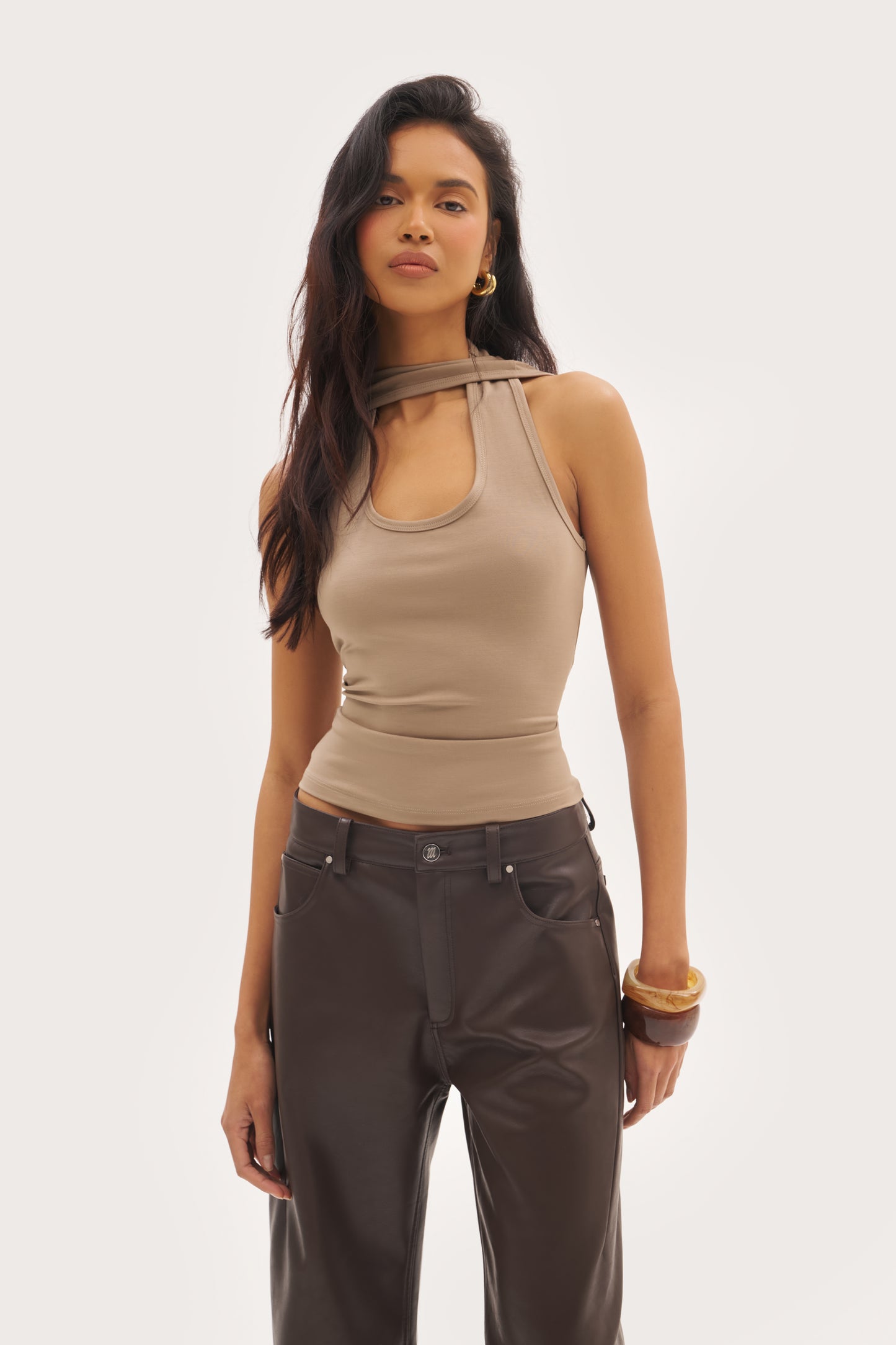 Halter Vest Top - Taupe