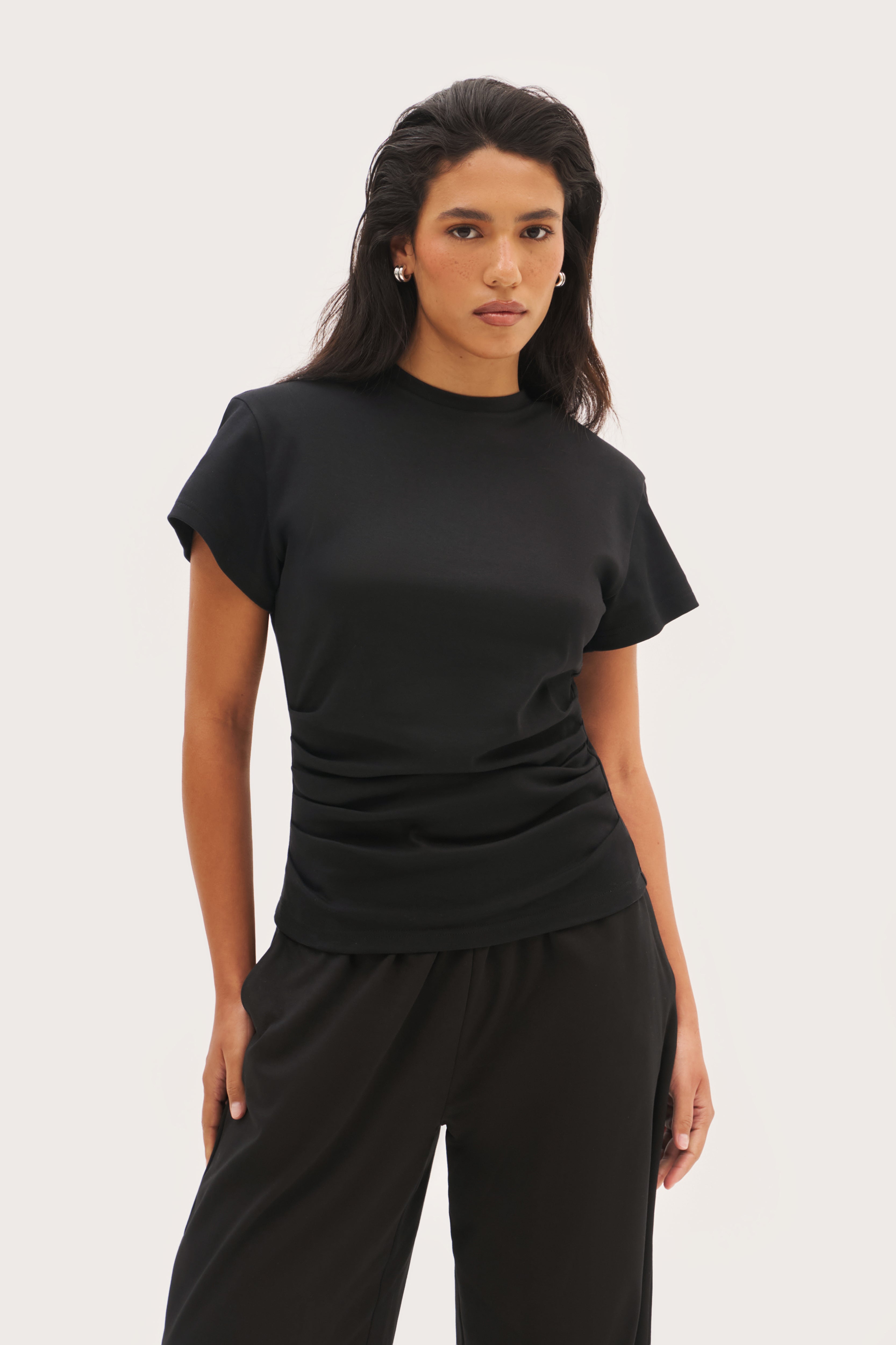 Sora Fitted Tee - Off Black