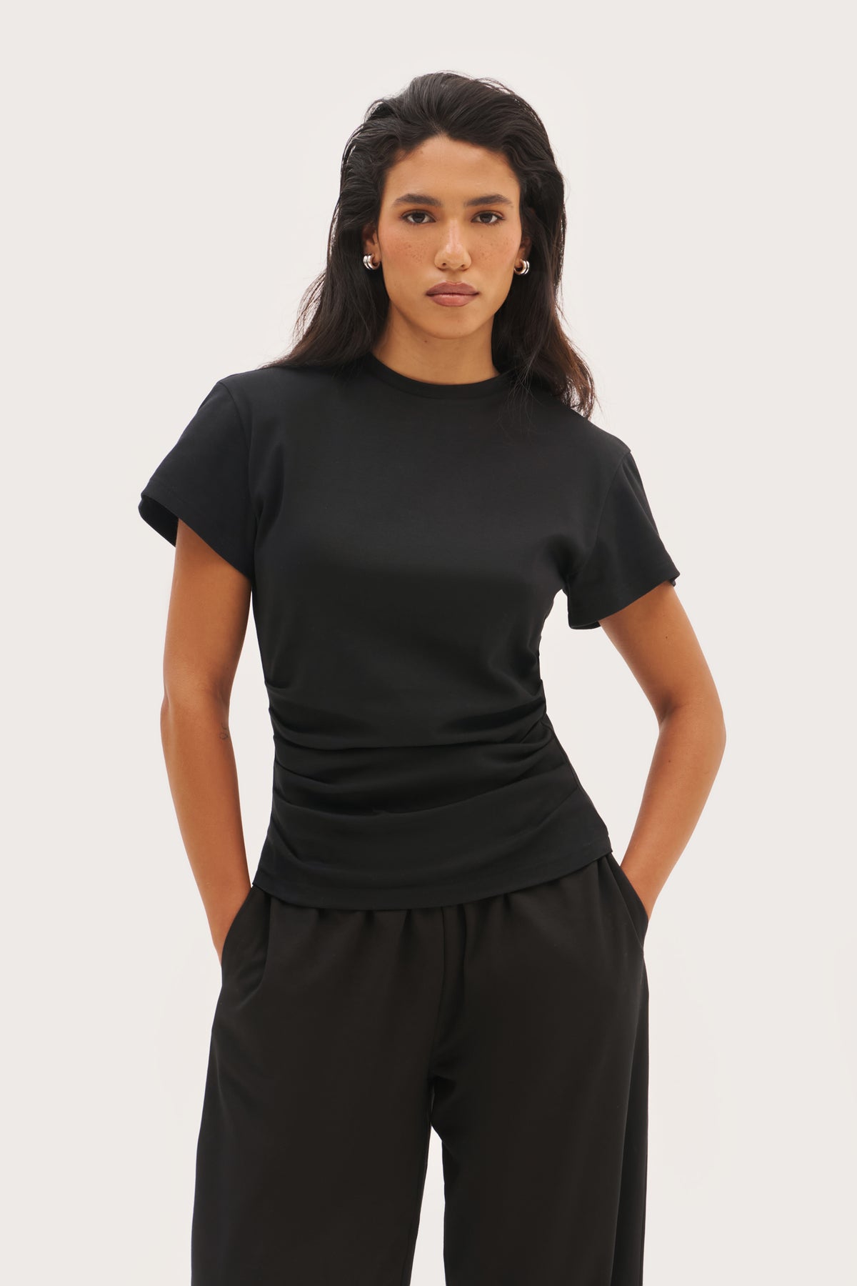 Sora Fitted Tee - Off Black