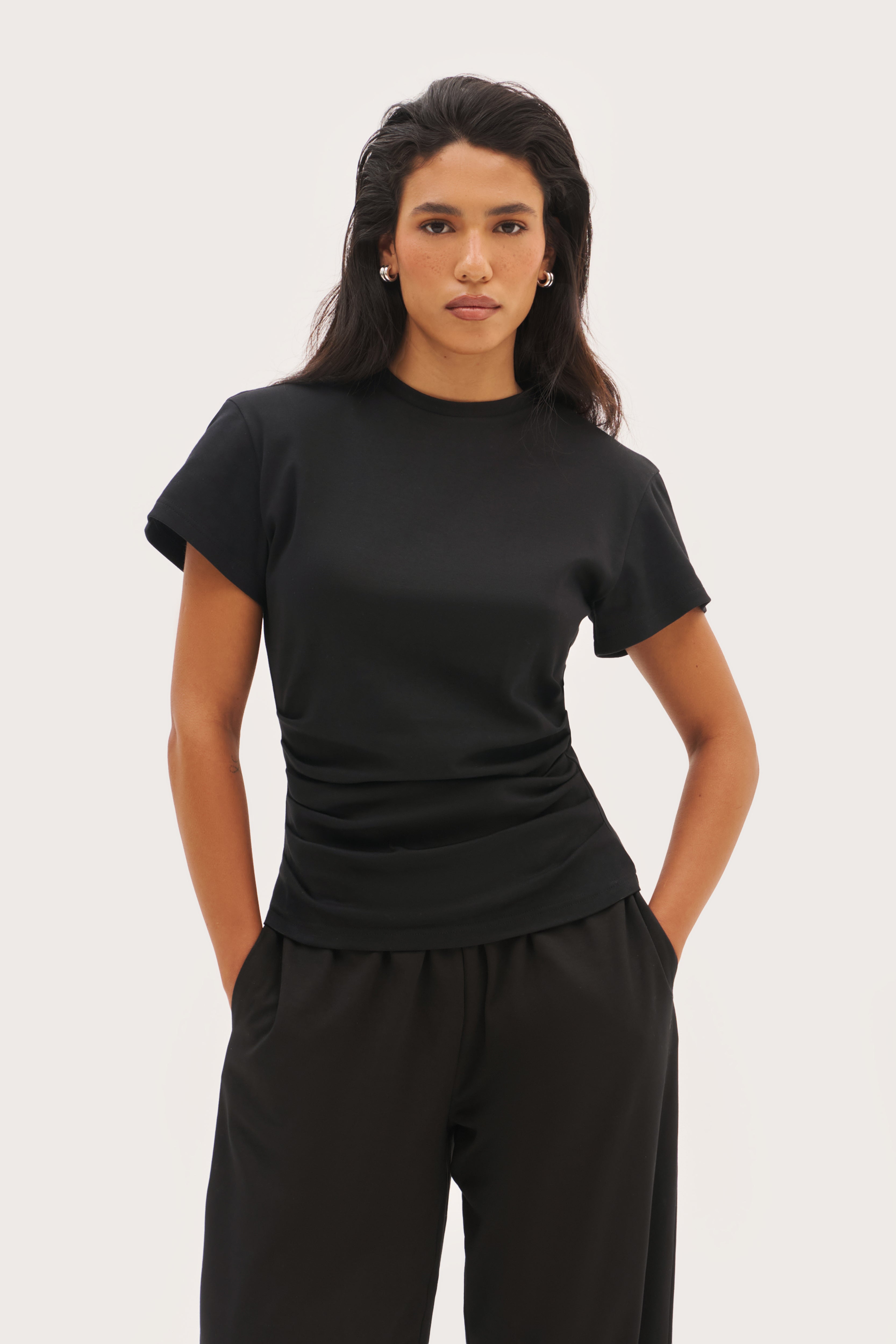 Sora Fitted Tee - Off Black