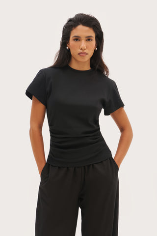 Sora Fitted Tee - Off Black