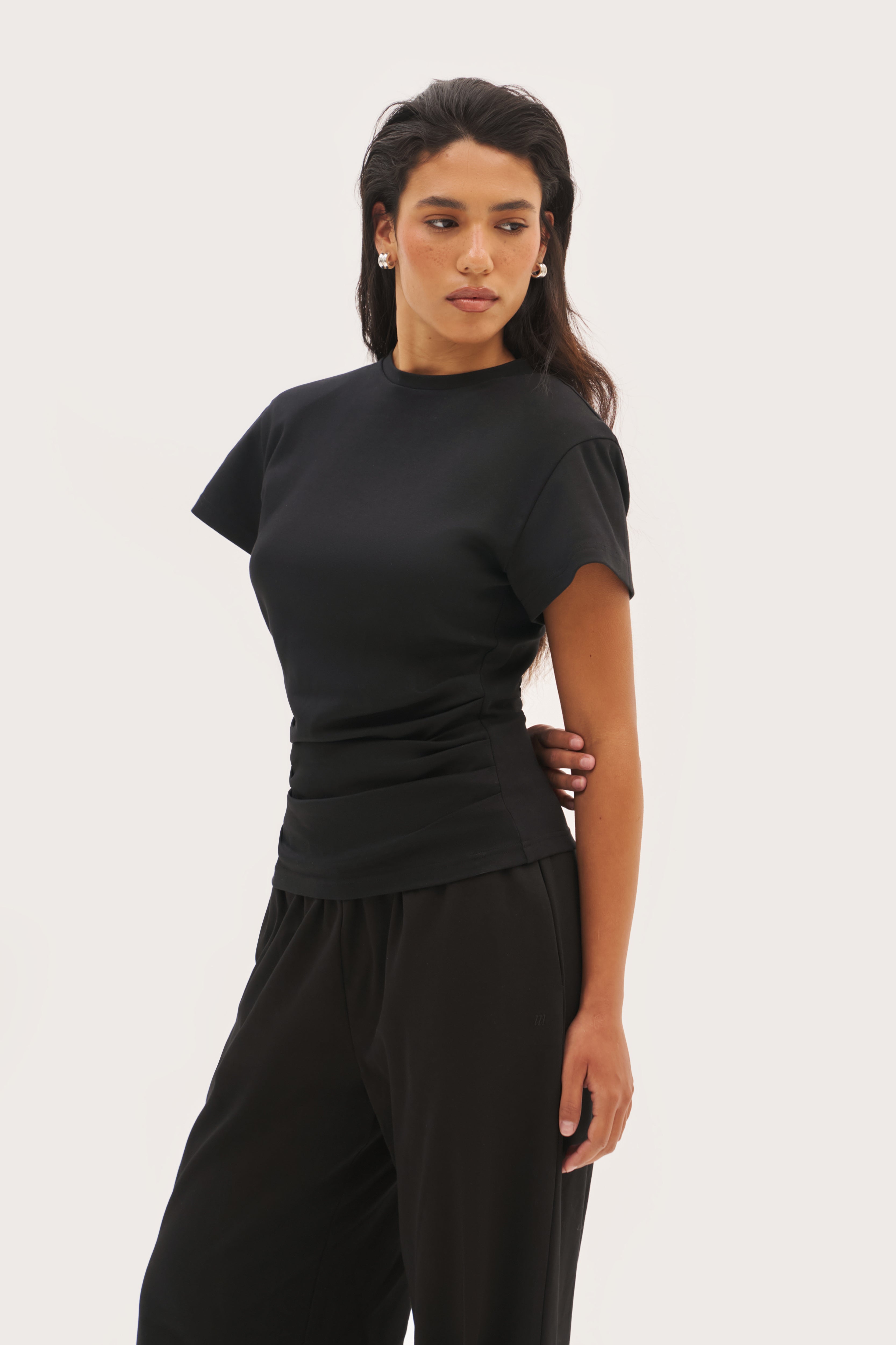 Sora Fitted Tee - Off Black