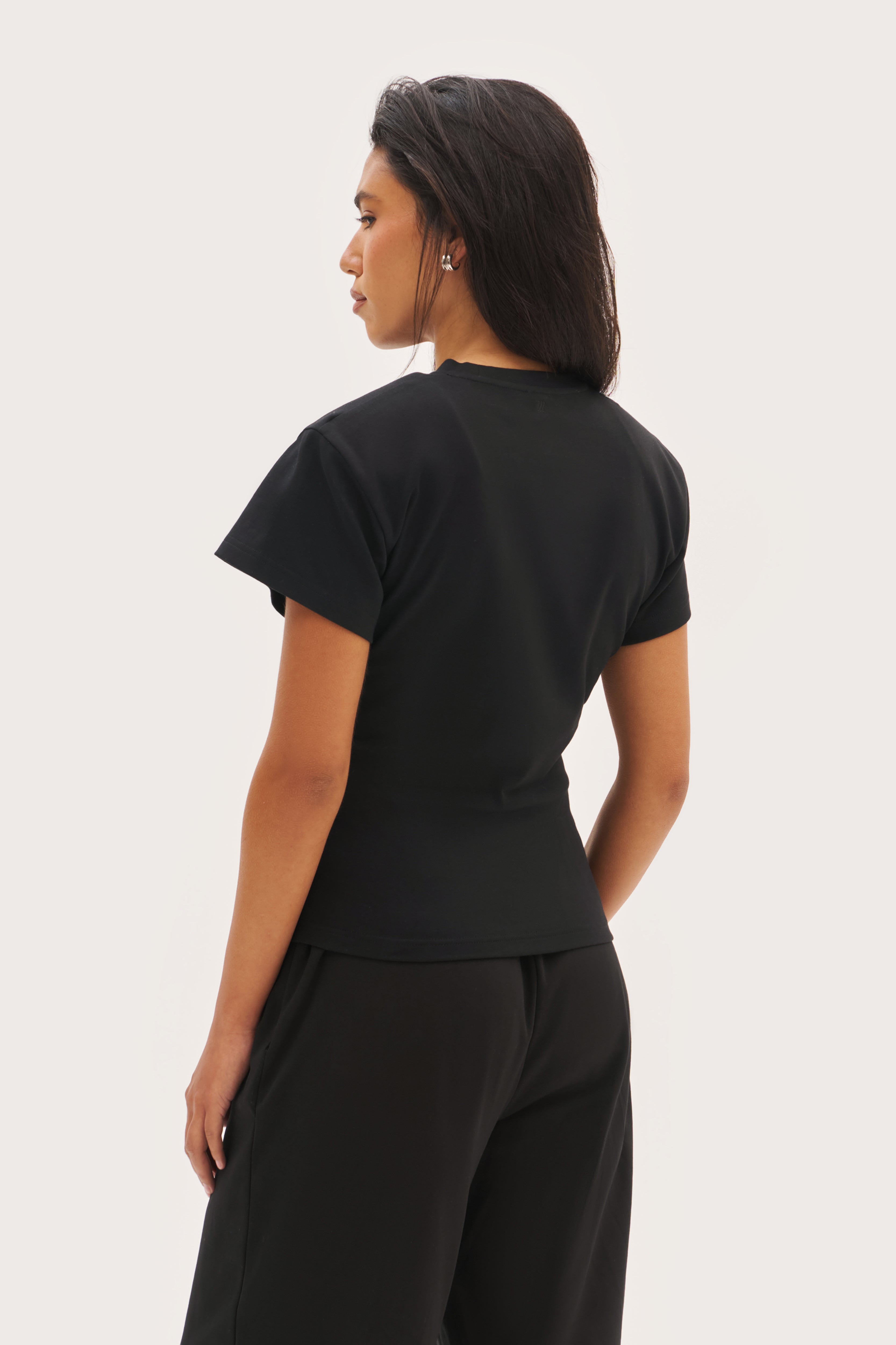 Sora Fitted Tee - Off Black
