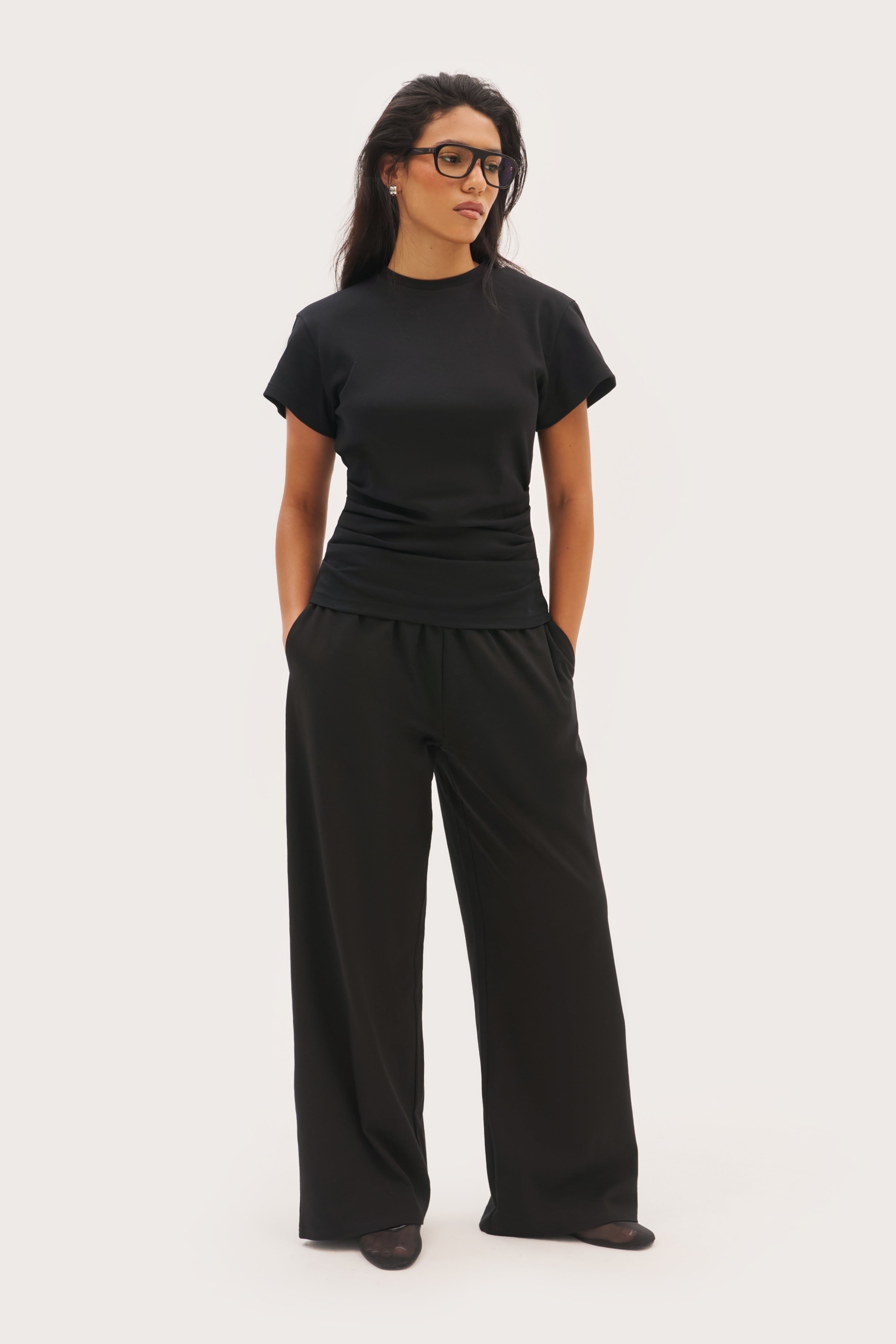 Sora Fitted Tee - Off Black