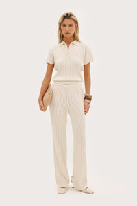 Fine Knit Pointelle Pants - Buttercream