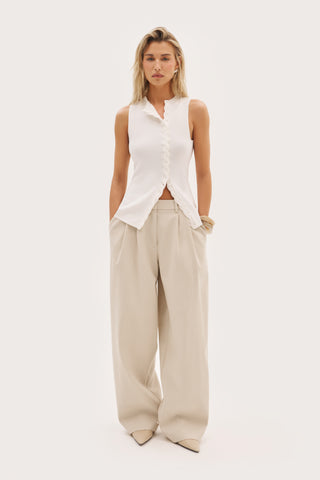 Fine Knit Braided Top - White