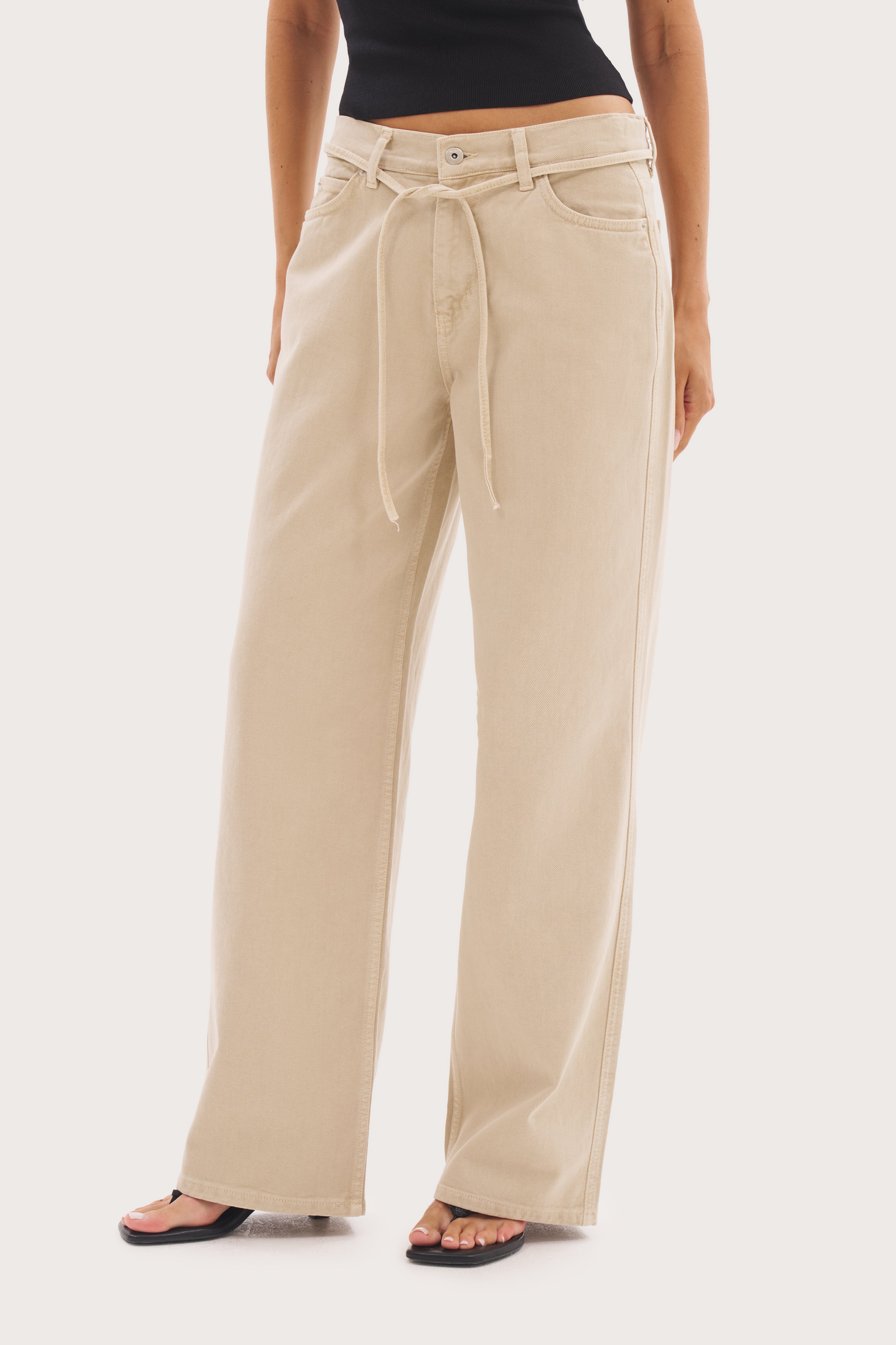 Downtown Tie-Waist Jeans - Sand