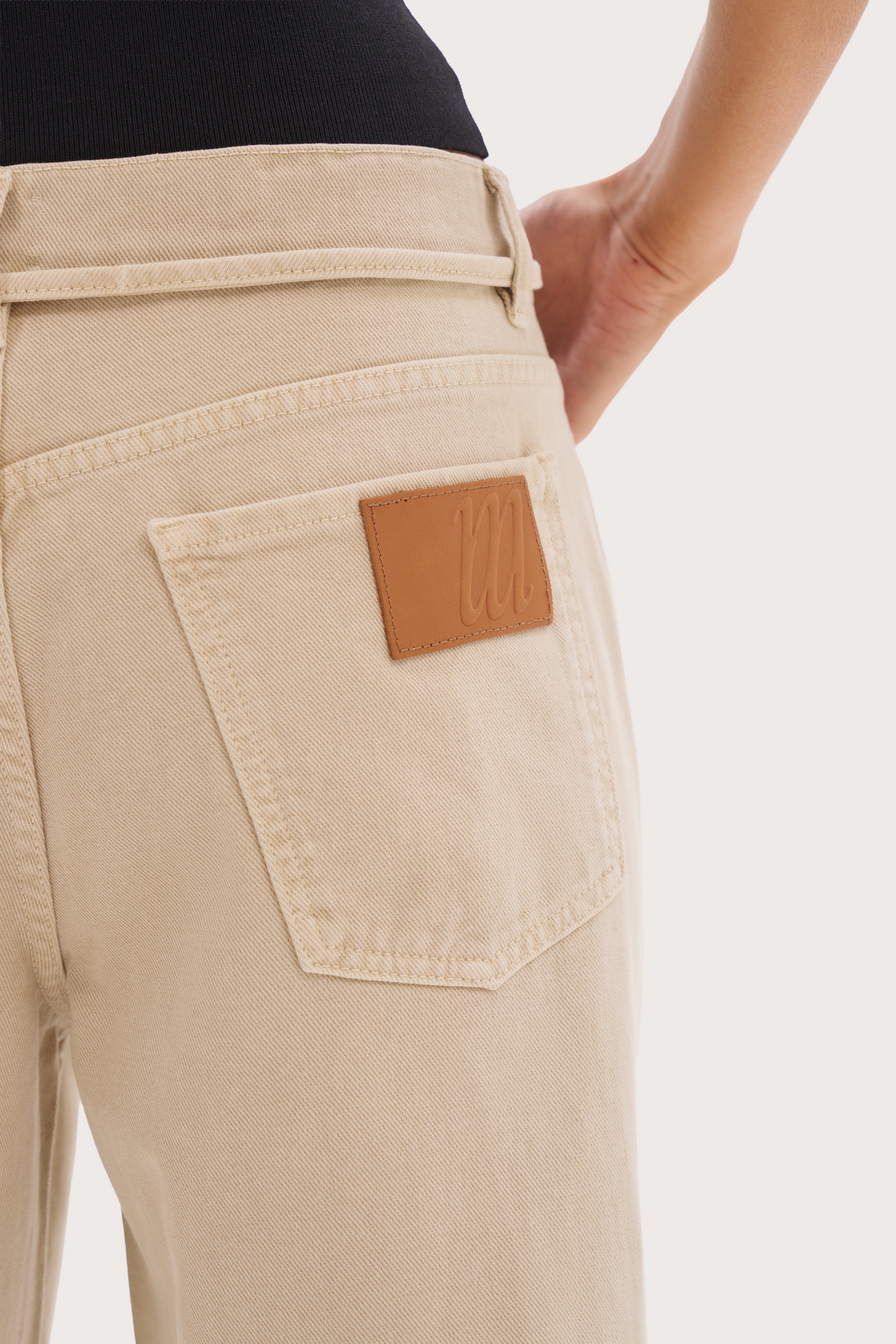 Downtown Tie-Waist Jeans - Sand