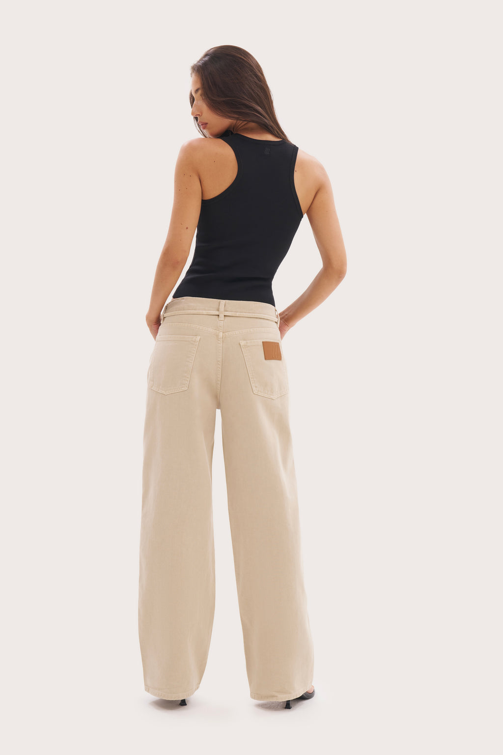 Downtown Tie-Waist Jeans - Sand
