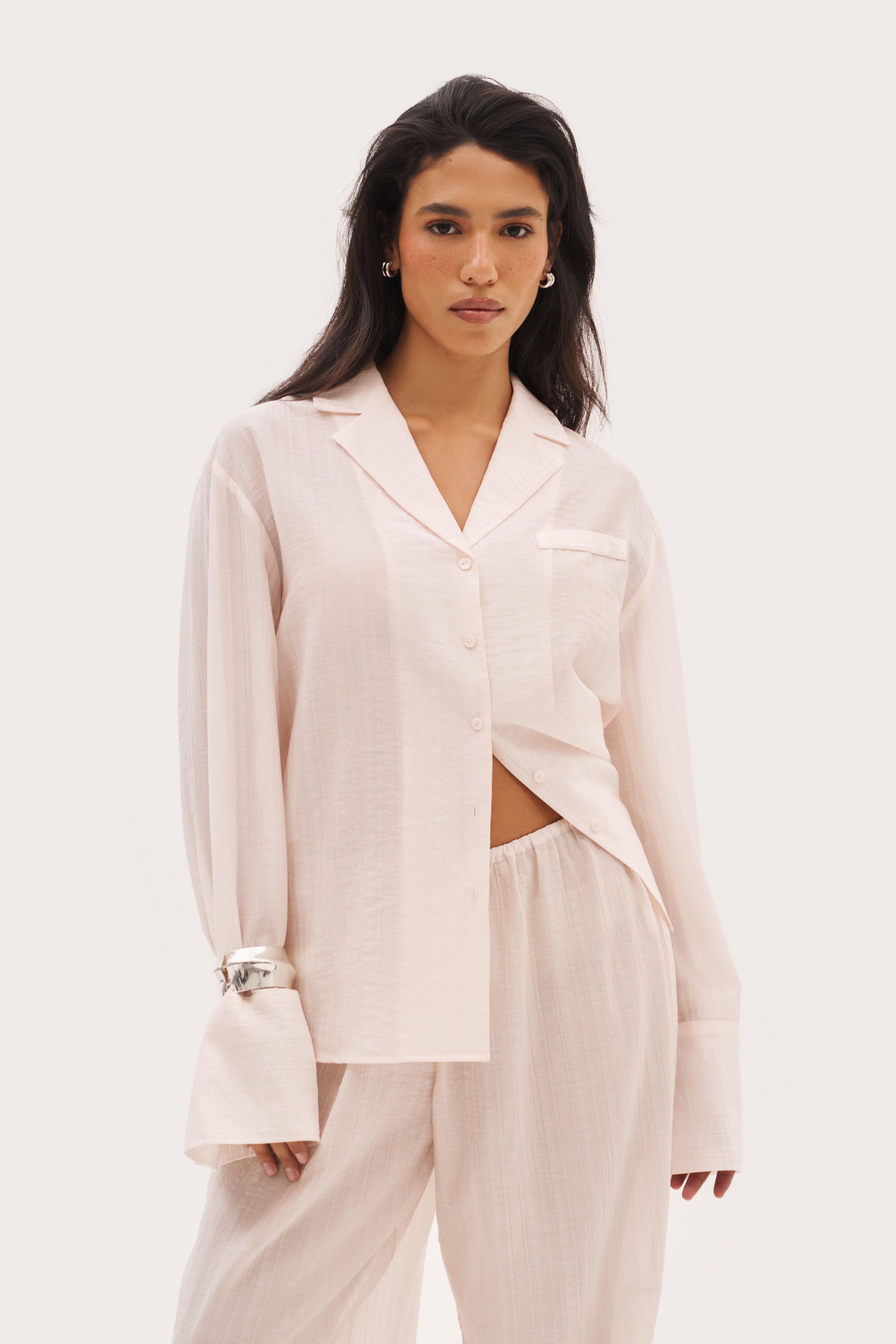 Cove Oversized Shirt - Pale Pink
