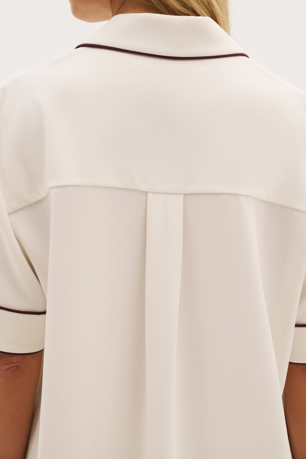 Piped Revere Oversized Shirt - Cream