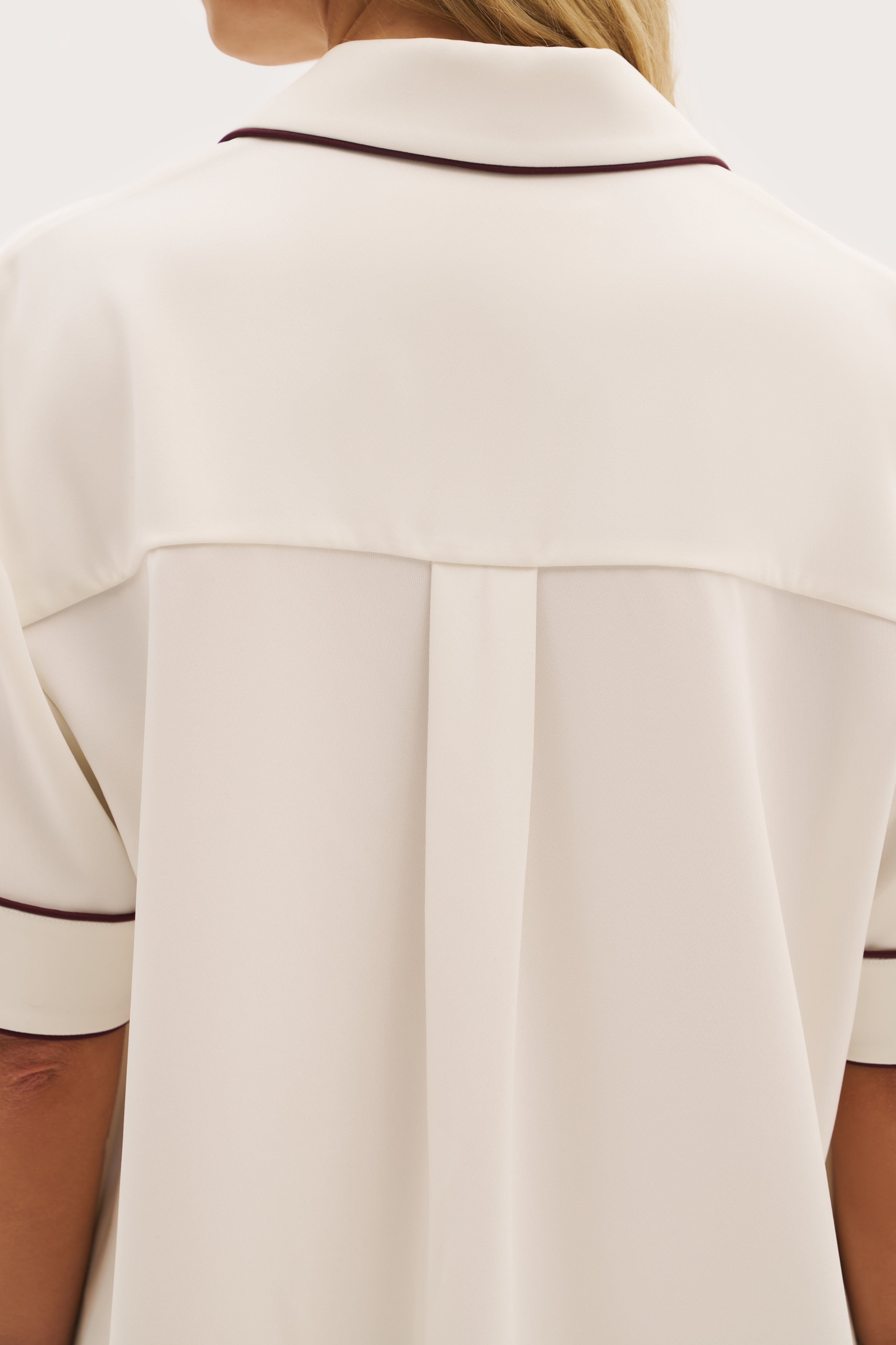 Piped Revere Oversized Shirt - Cream