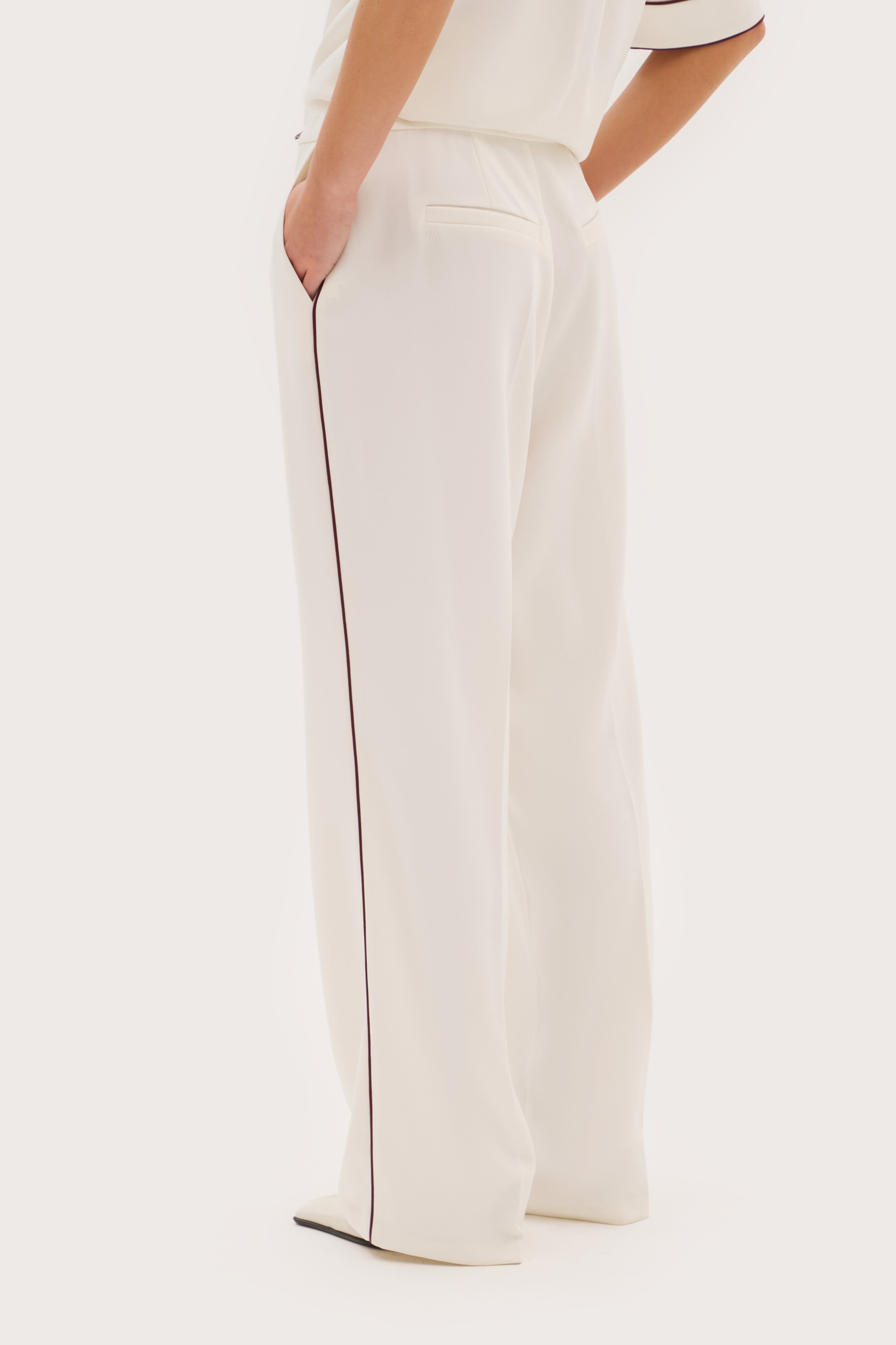 Piped Tailored Trousers - Cream