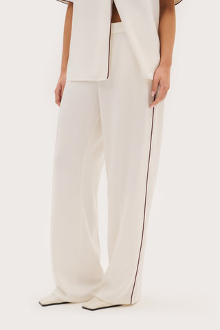 Piped Tailored Trousers - Cream
